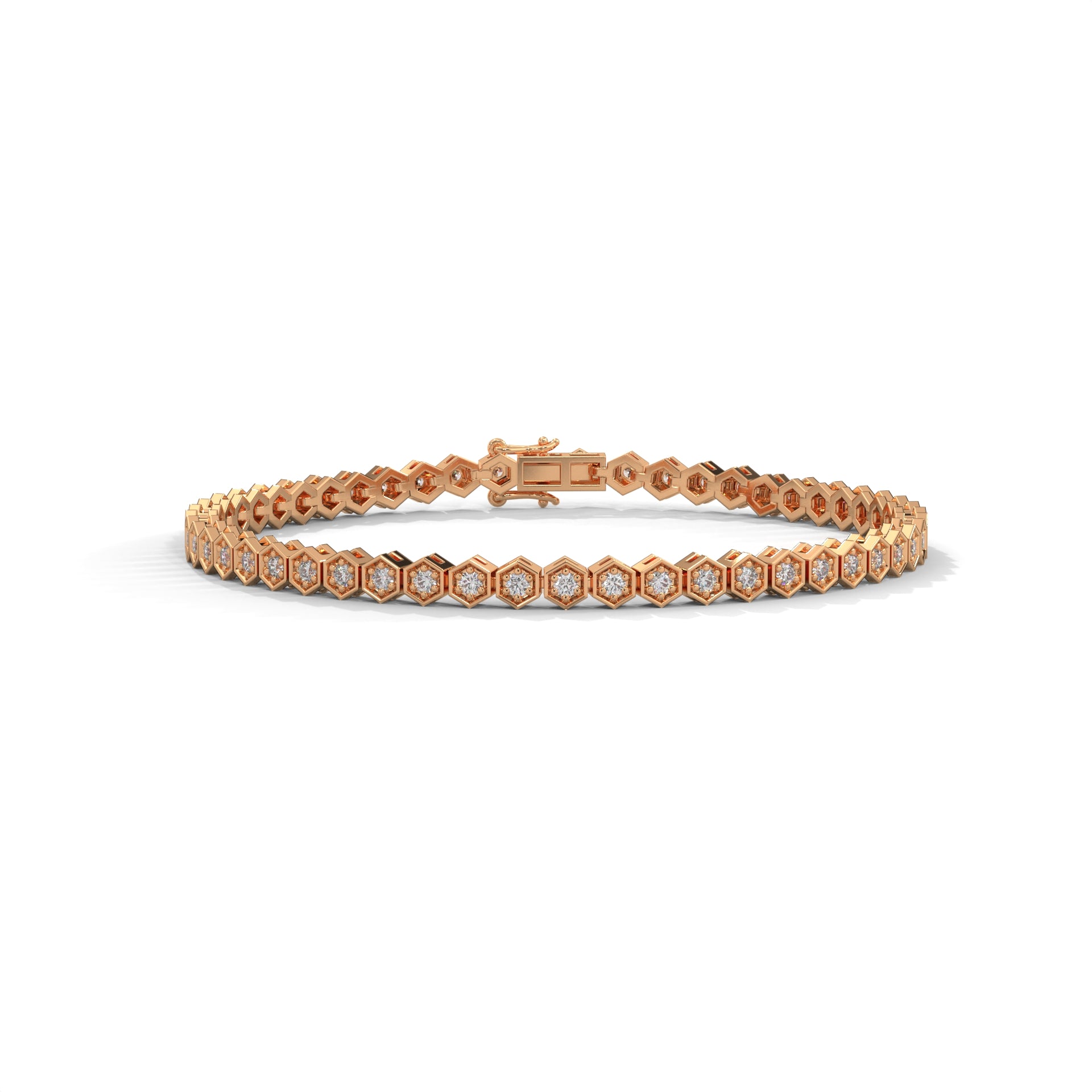 Hexagon Shape Pressure Setting Lab Grown Diamond Bracelet