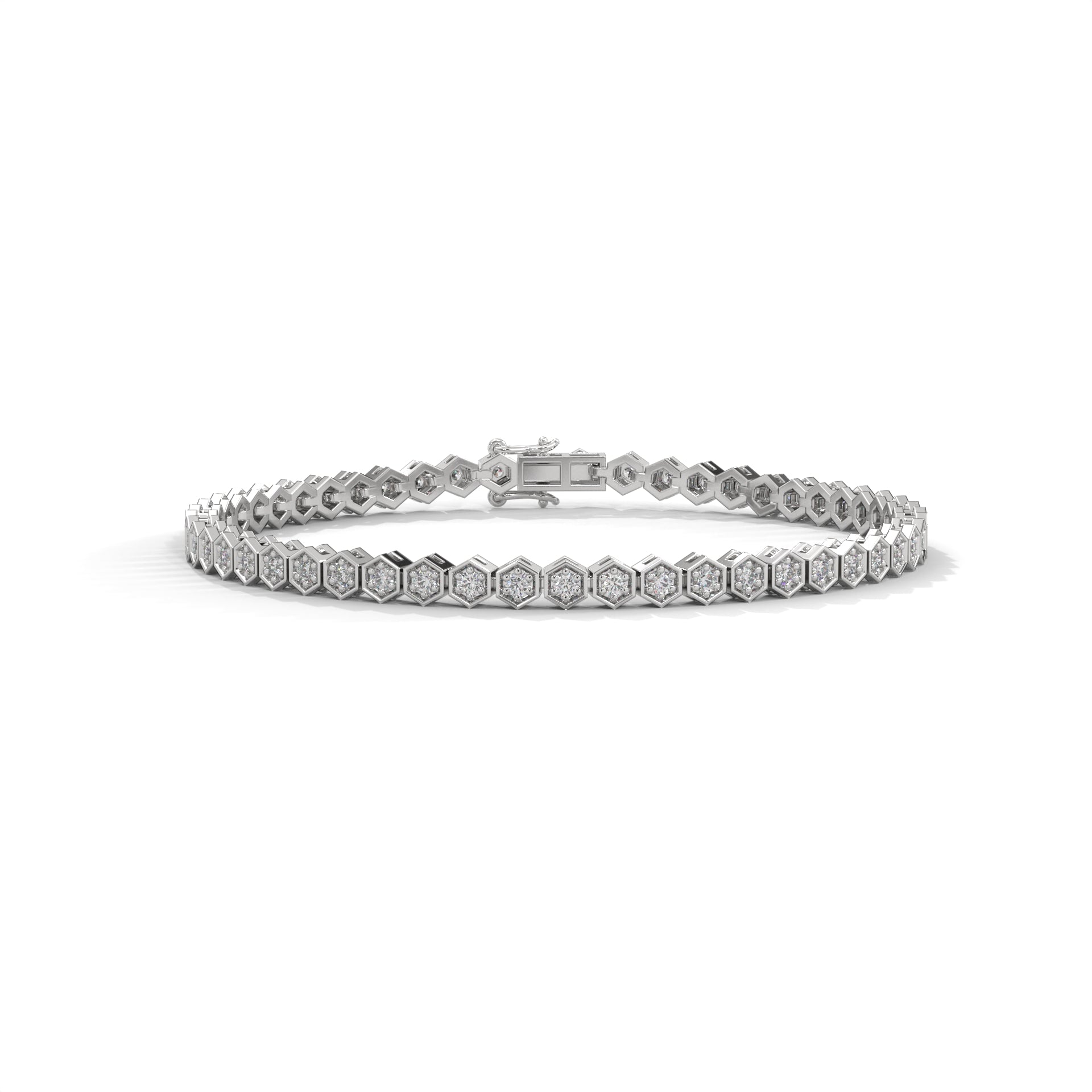 Hexagon Shape Pressure Setting Lab Grown Diamond Bracelet