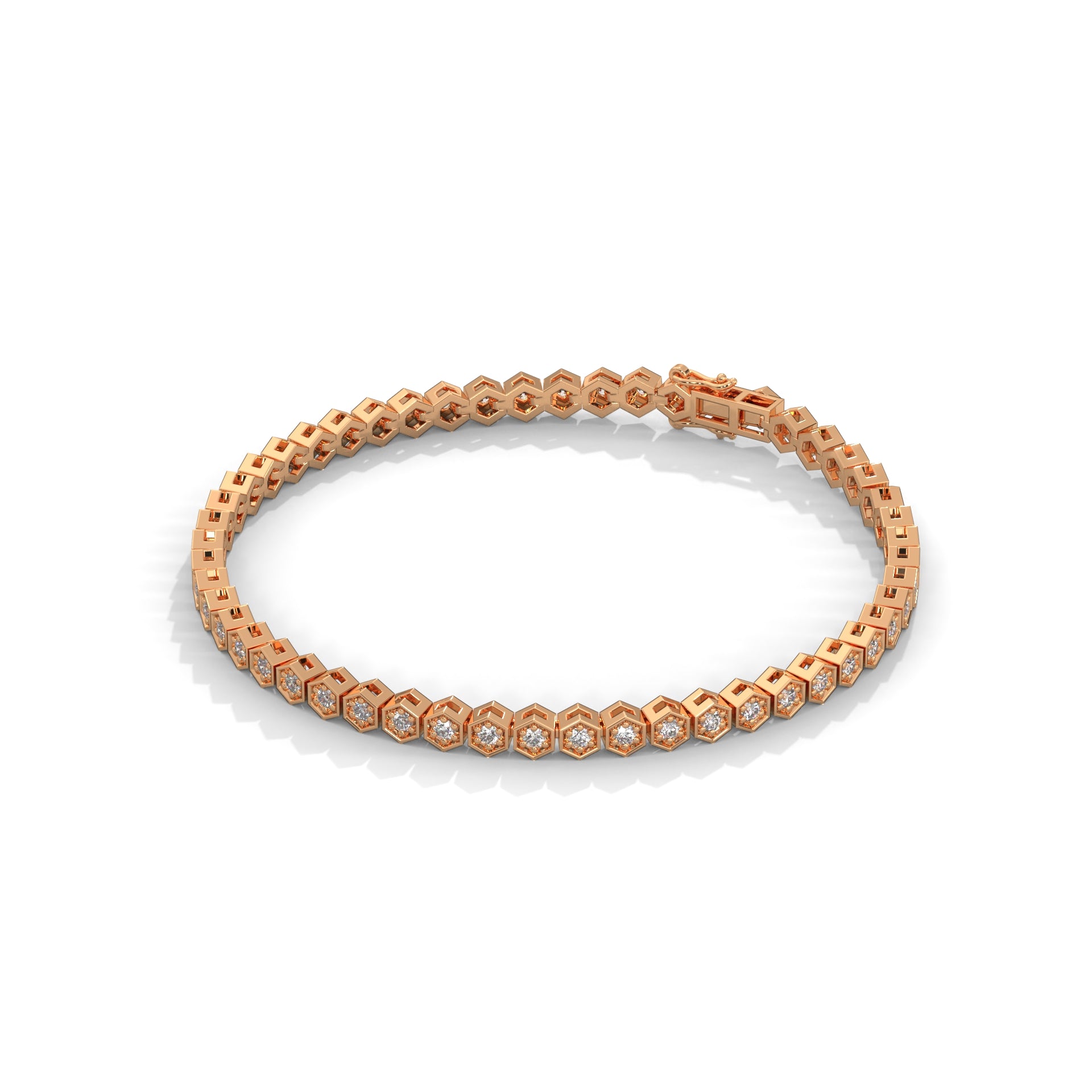 Hexagon Shape Pressure Setting Lab Grown Diamond Bracelet