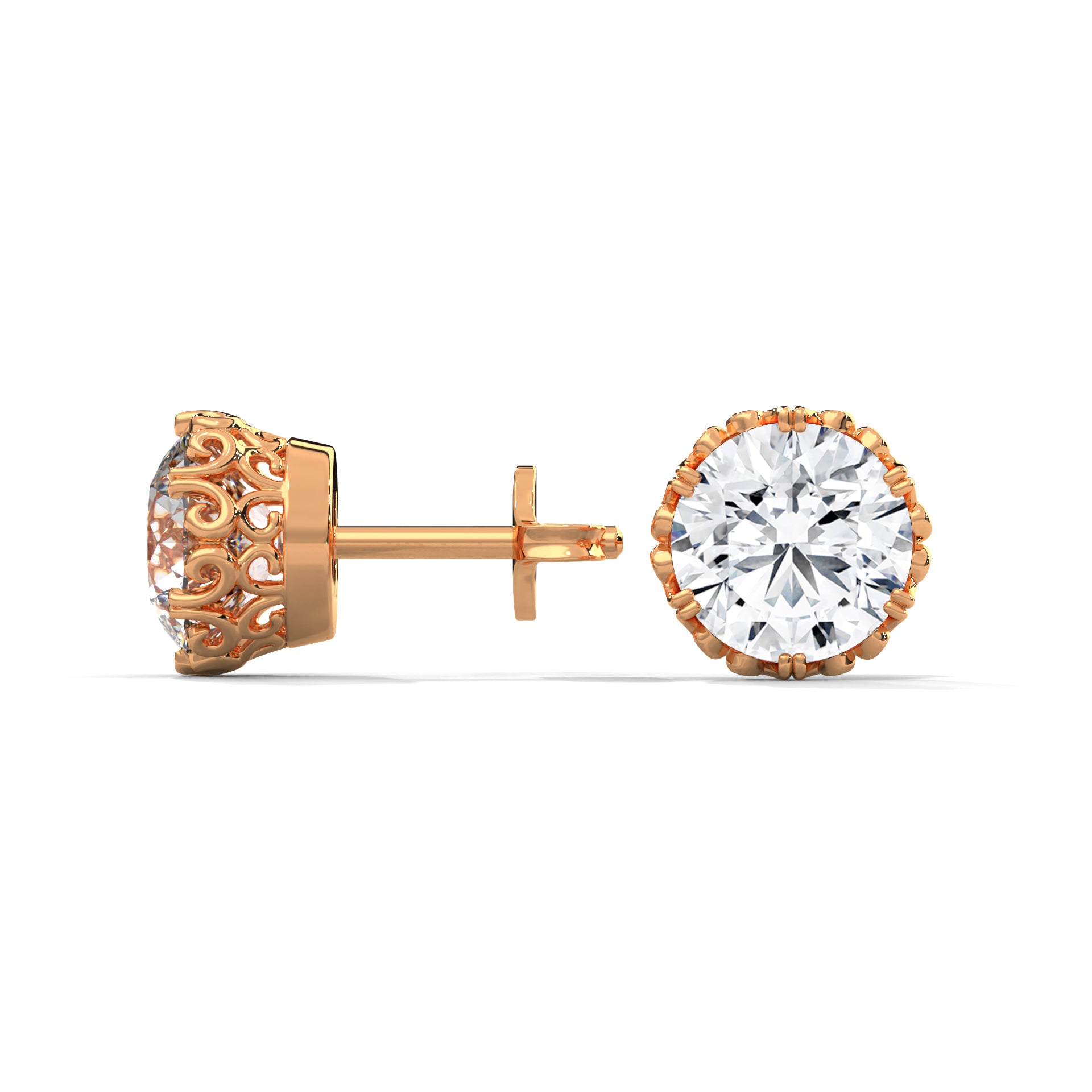 0.80 CARAT FLORAL GLORY ROUND CUT SOLITAIRE STUDS