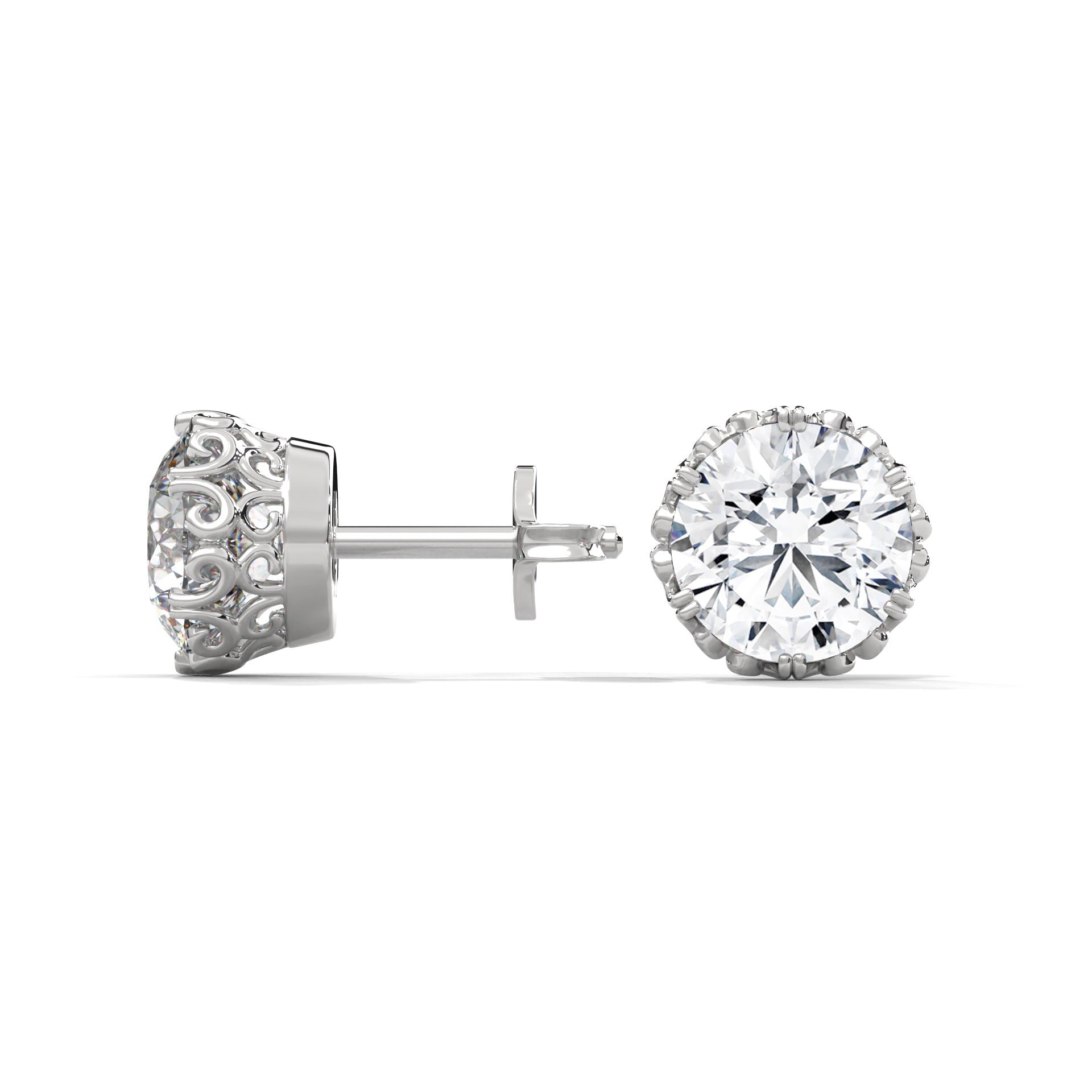 0.80 CARAT FLORAL GLORY ROUND CUT SOLITAIRE STUDS