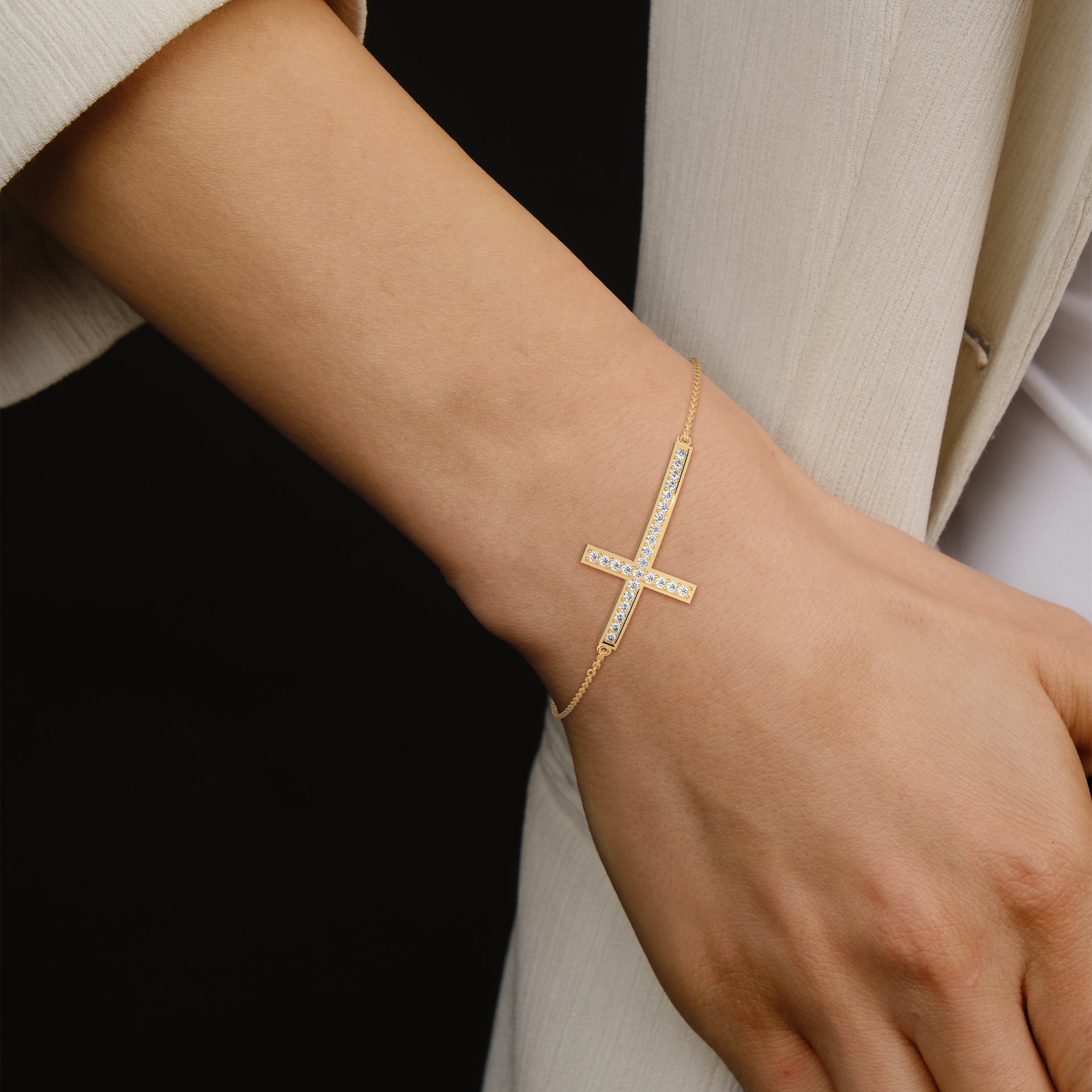 Divine Elegance Cross Lab Grown Diamond Bracelet