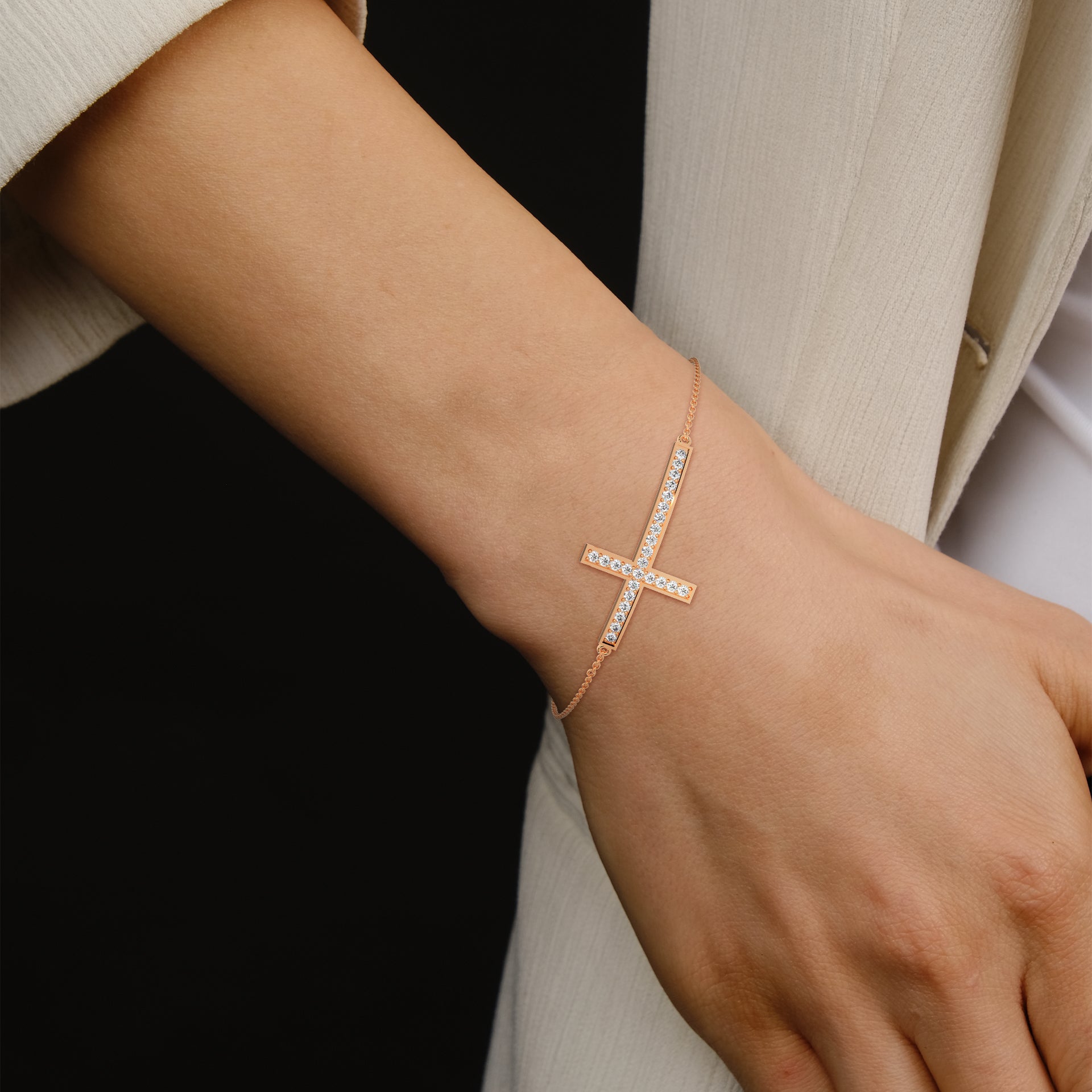 Divine Elegance Cross Lab Grown Diamond Bracelet