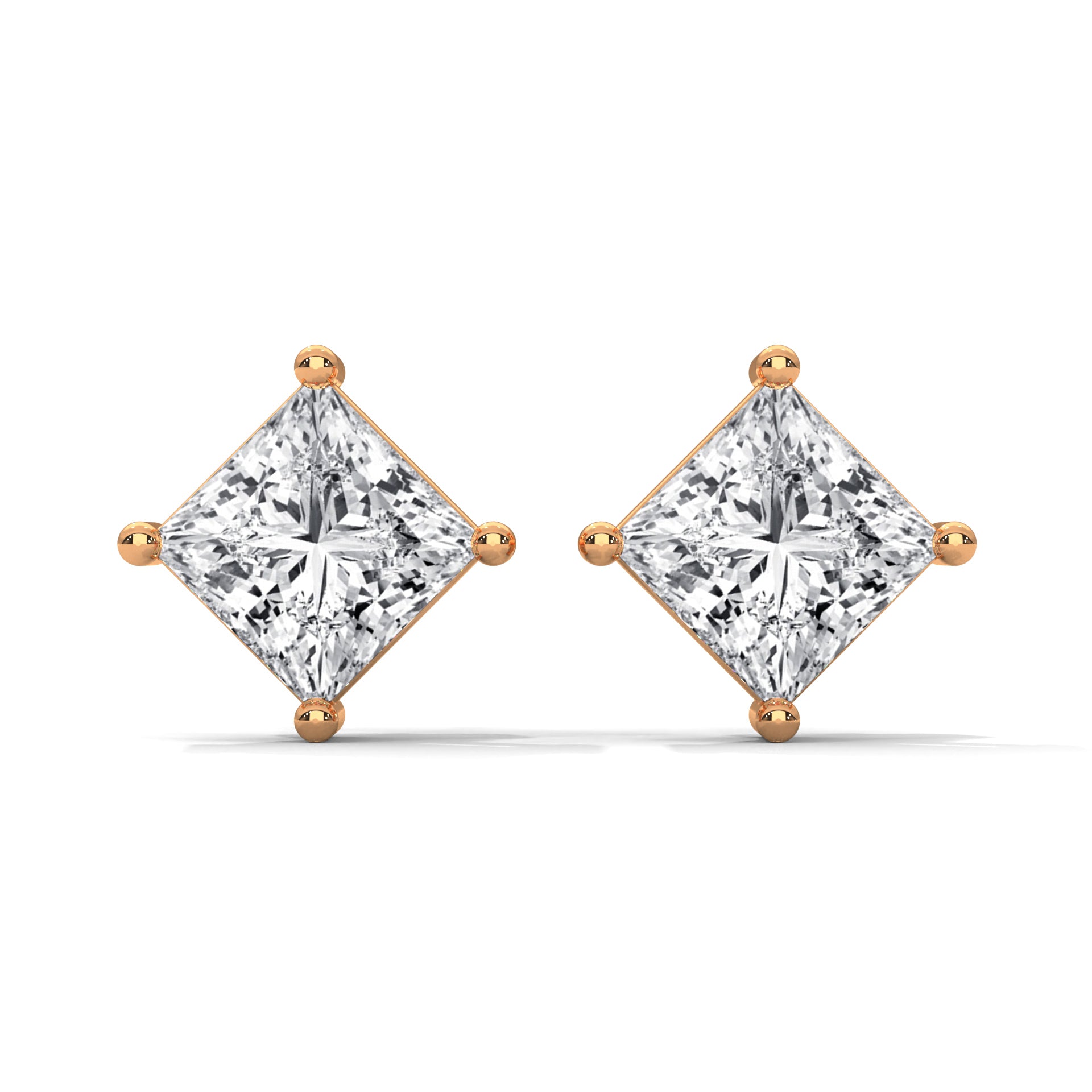 PRINCESS CUT SOLITAIRE STUDS