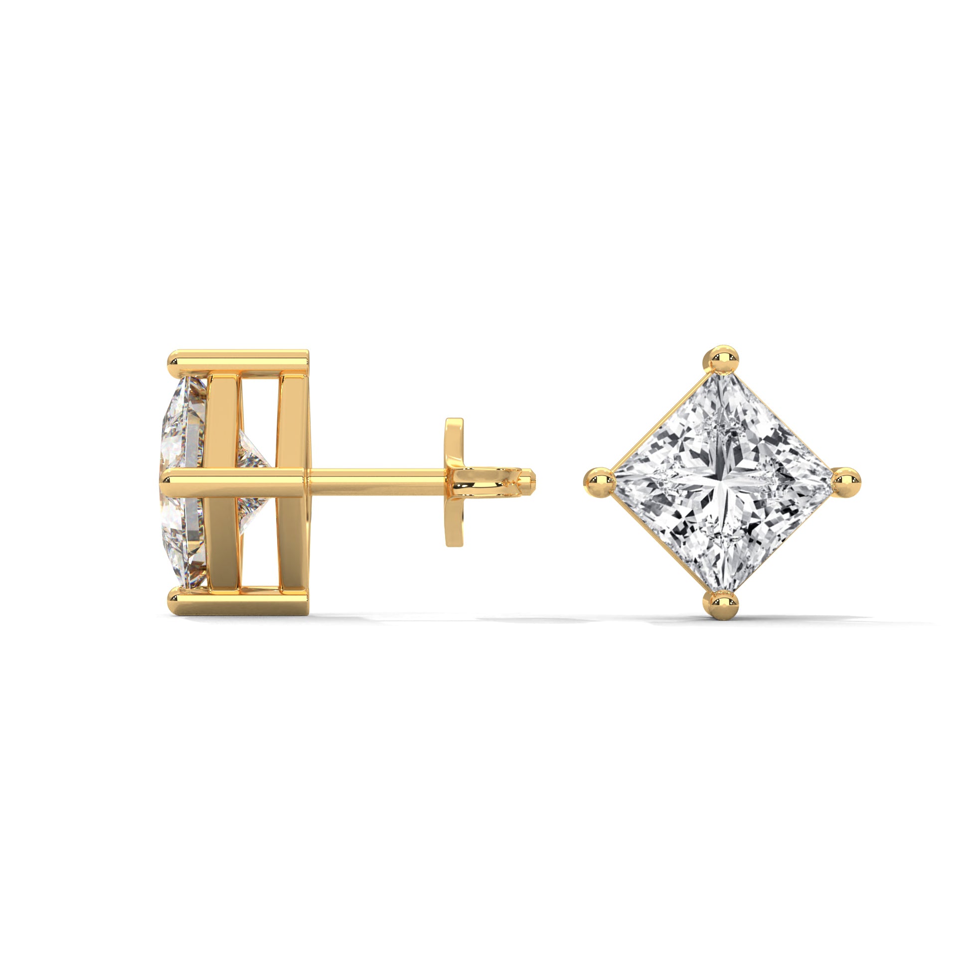 PRINCESS CUT SOLITAIRE STUDS