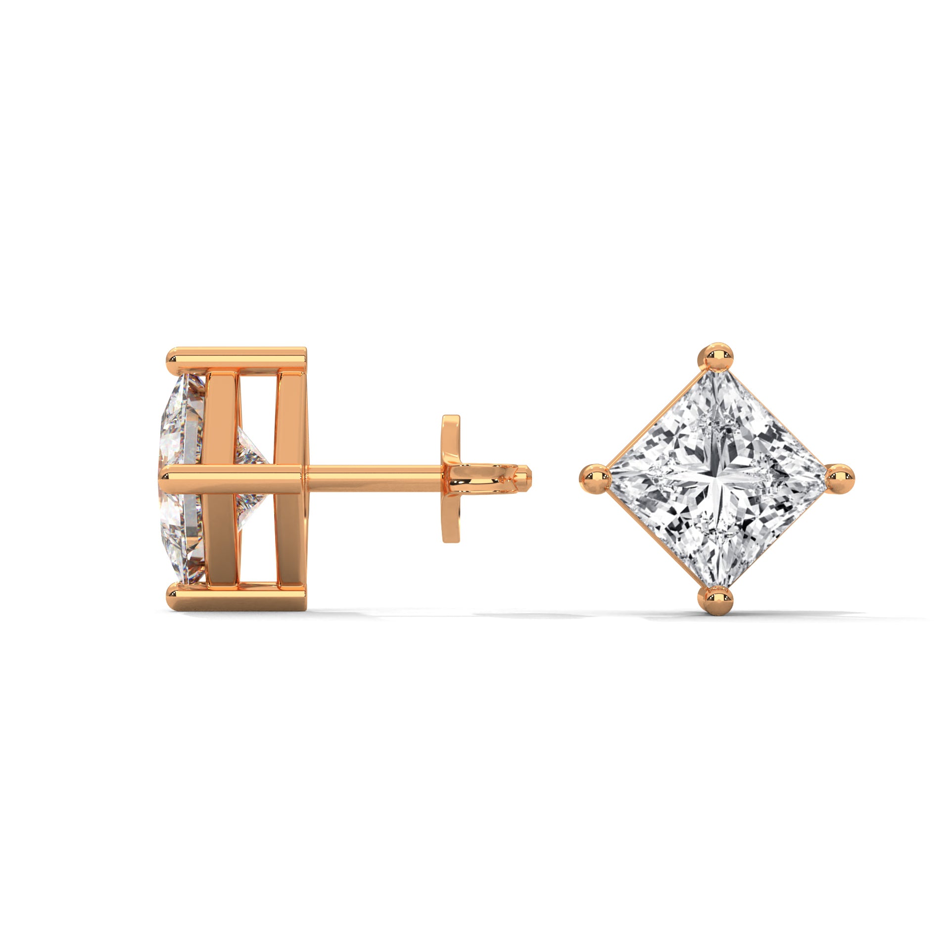 PRINCESS CUT SOLITAIRE STUDS