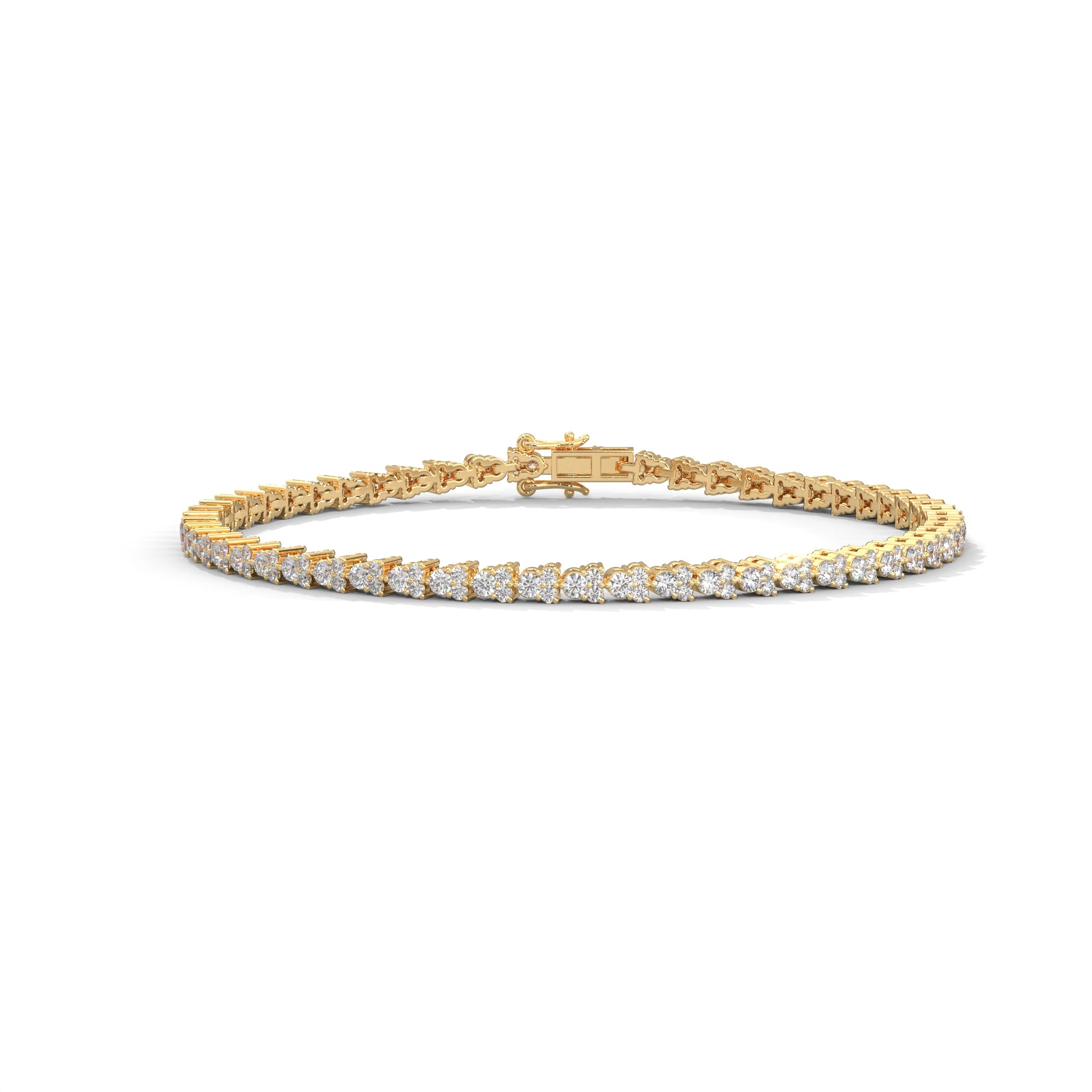 Round Diamond Cluster Setting Tennis Bracelet