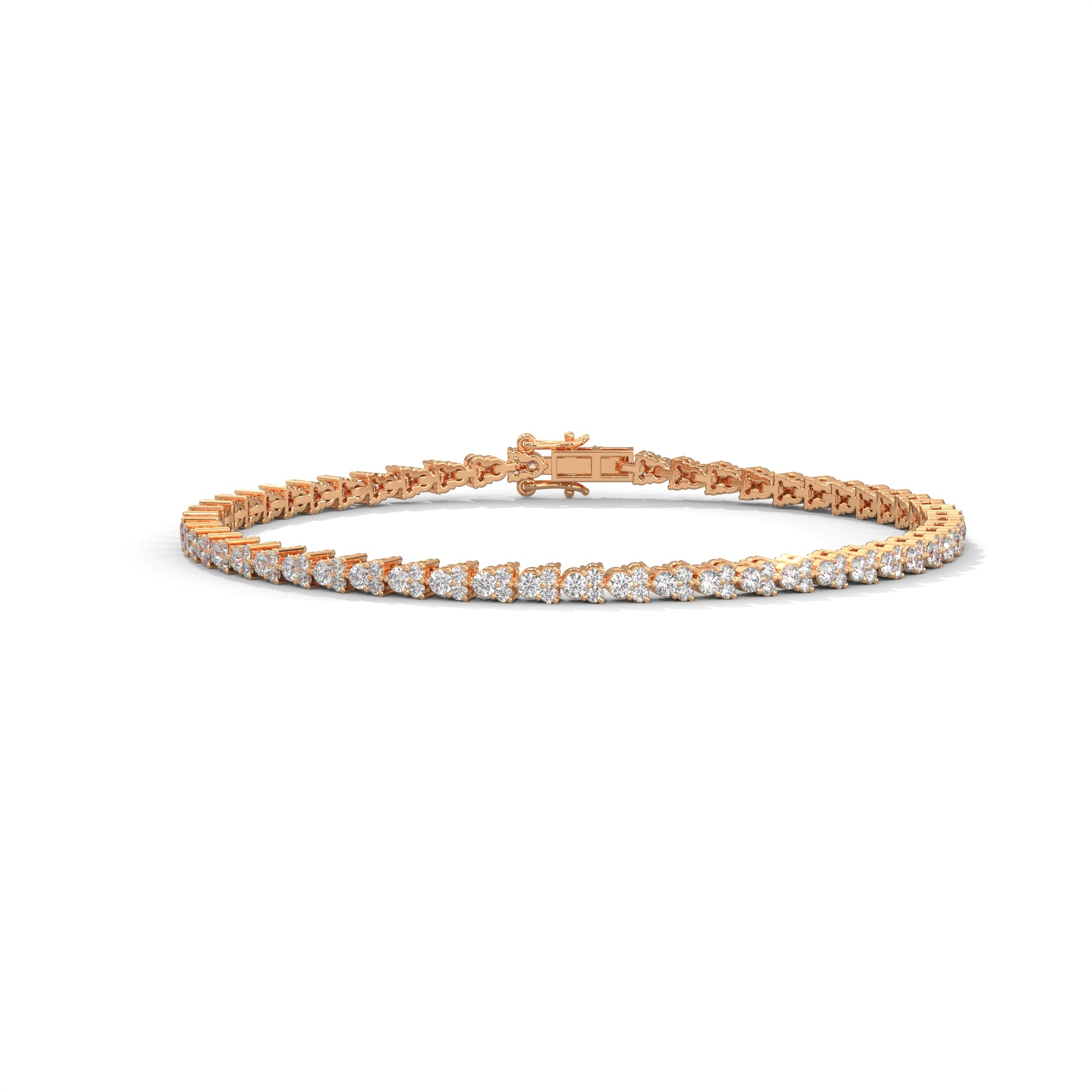 Round Diamond Cluster Setting Tennis Bracelet