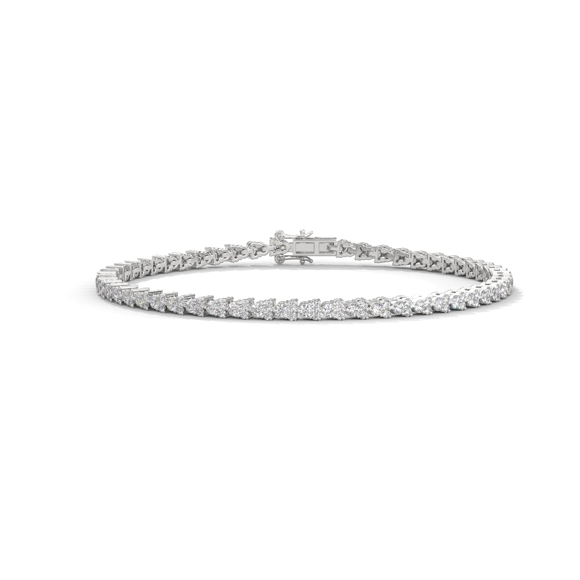 Round Diamond Cluster Setting Tennis Bracelet