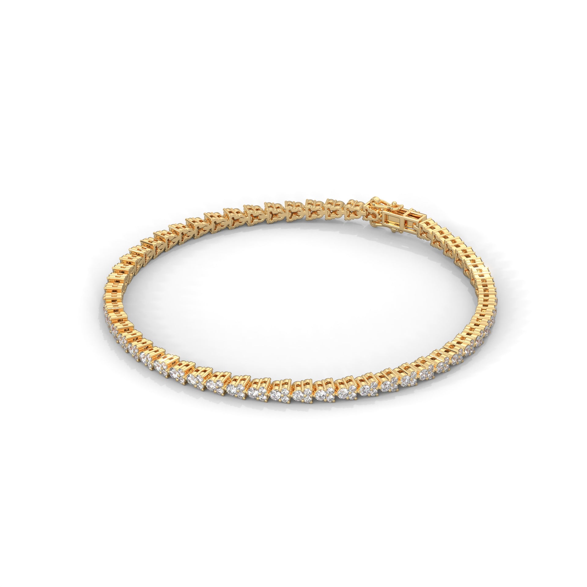 Round Diamond Cluster Setting Tennis Bracelet