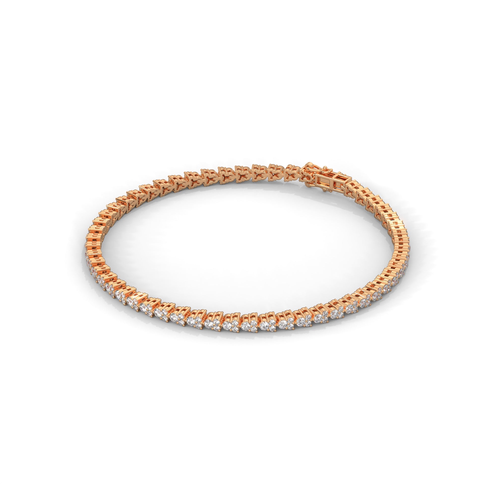 Round Diamond Cluster Setting Tennis Bracelet