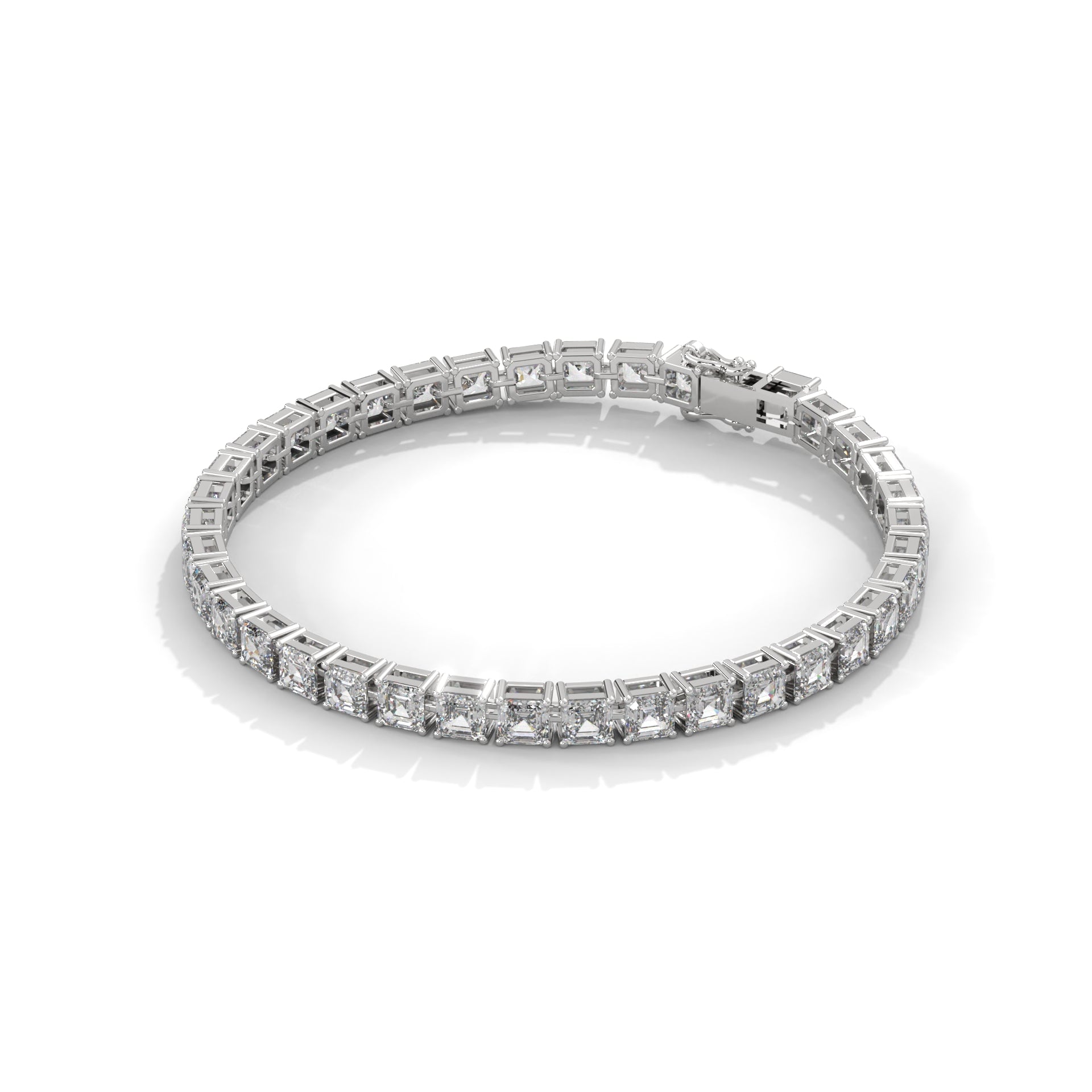 Square Emerald Diamond Tennis Bracelet