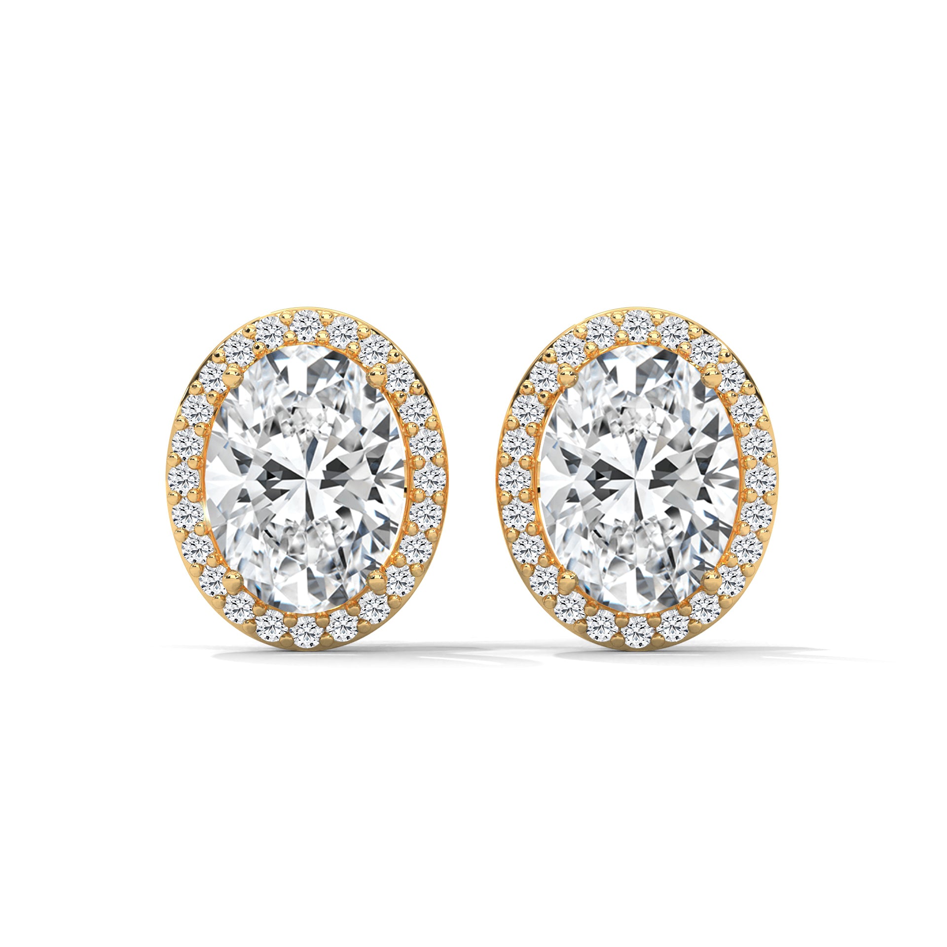 OVAL HALO STUDS EARRINGS