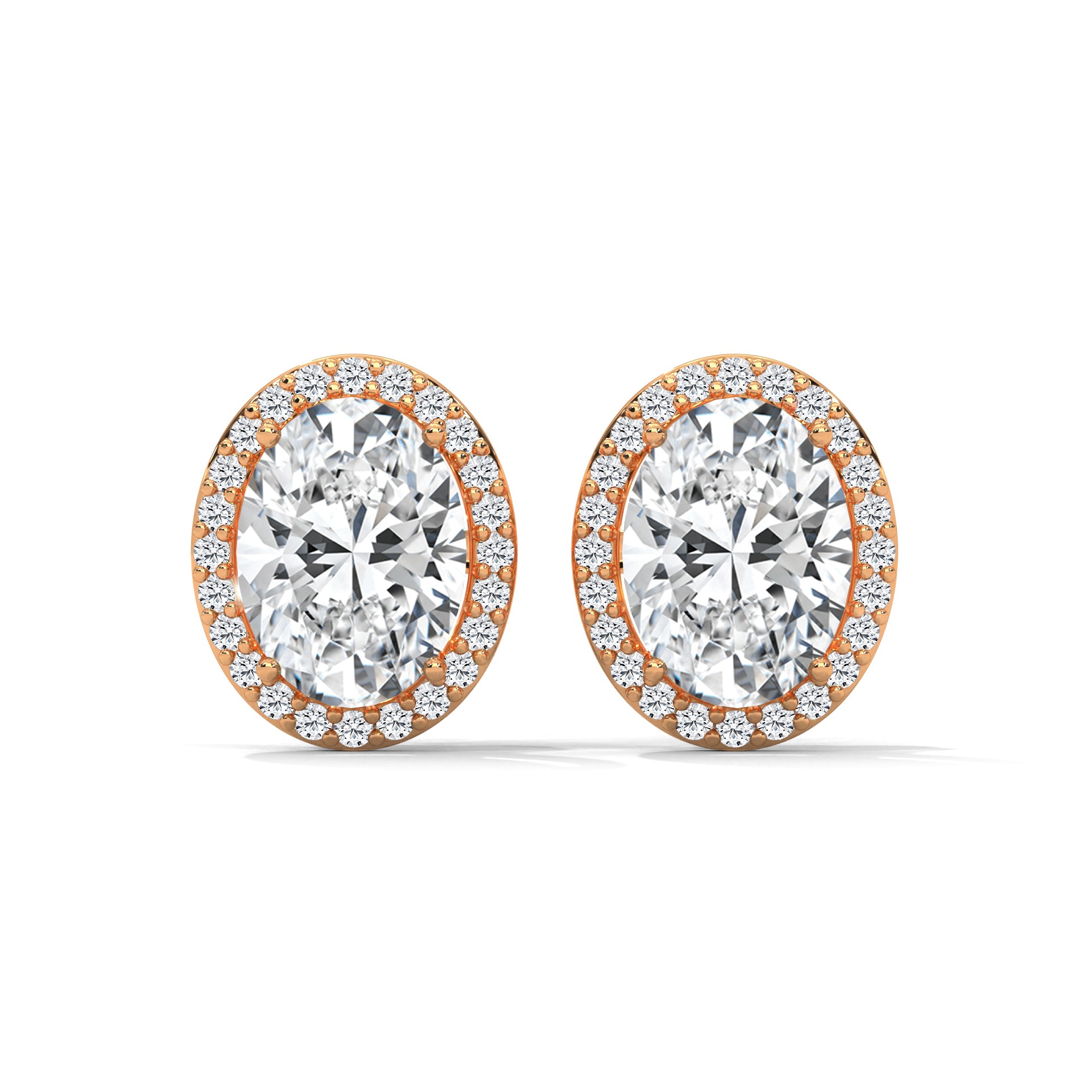 OVAL HALO STUDS EARRINGS