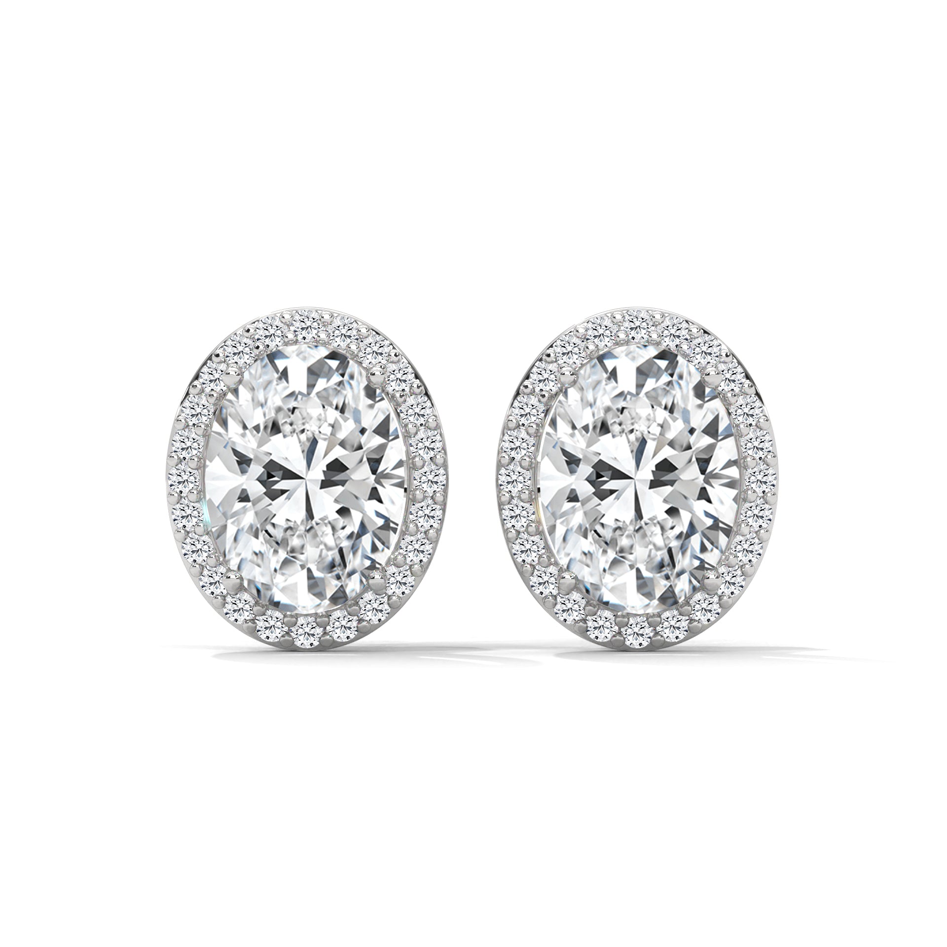 OVAL HALO STUDS EARRINGS
