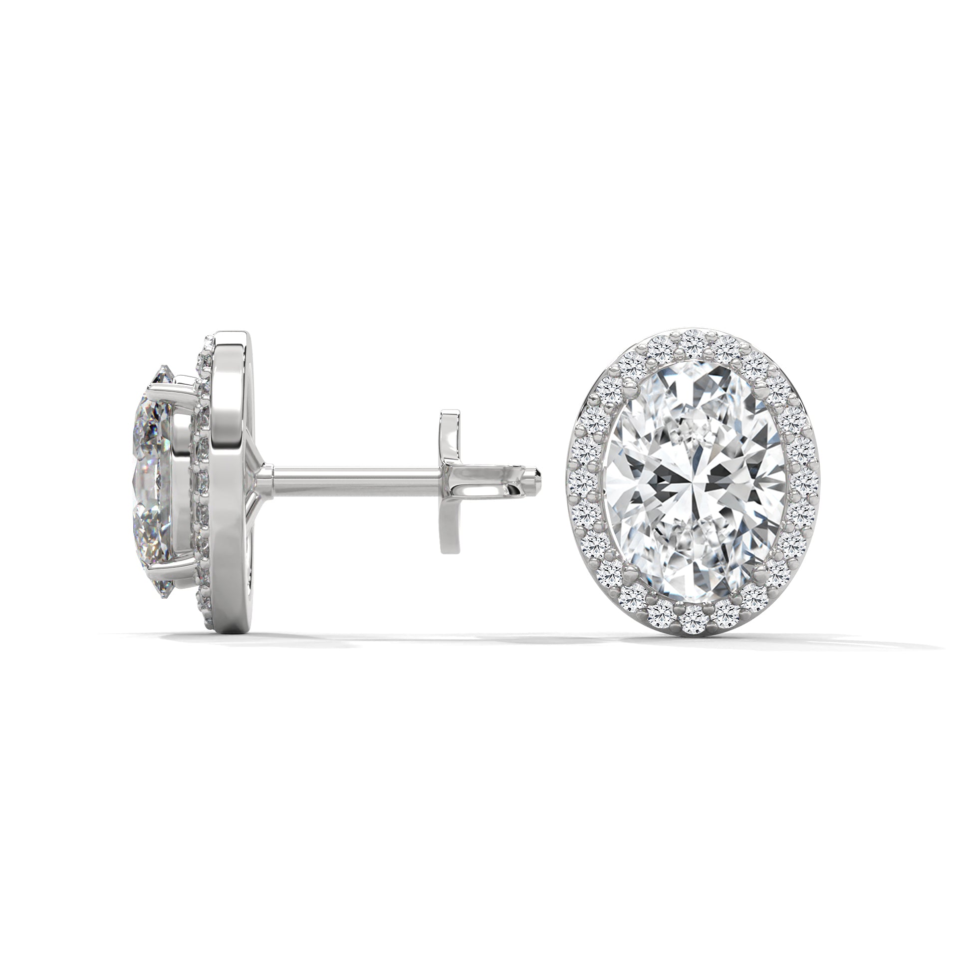 OVAL HALO STUDS EARRINGS