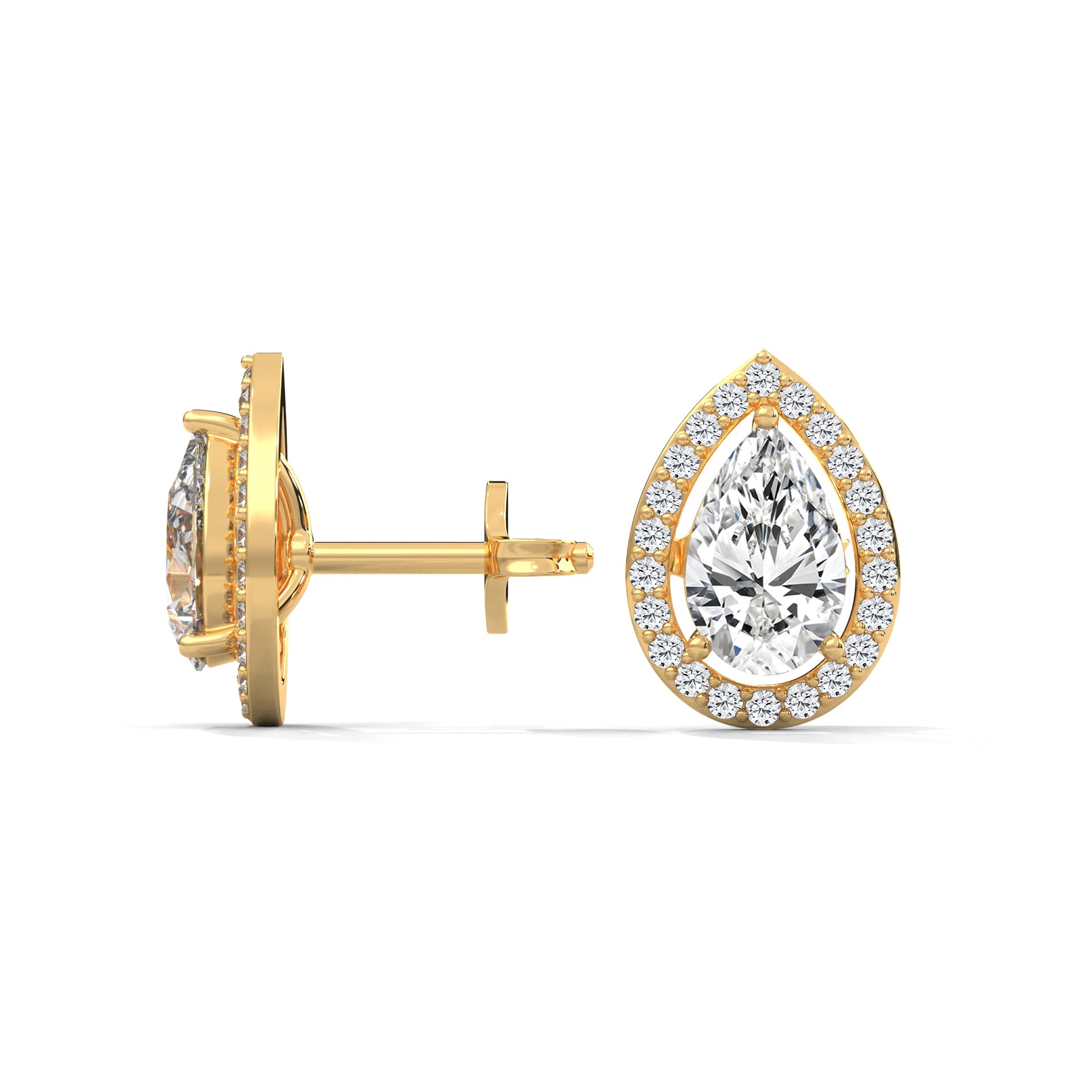 PEAR HALO STUDS EARRINGS