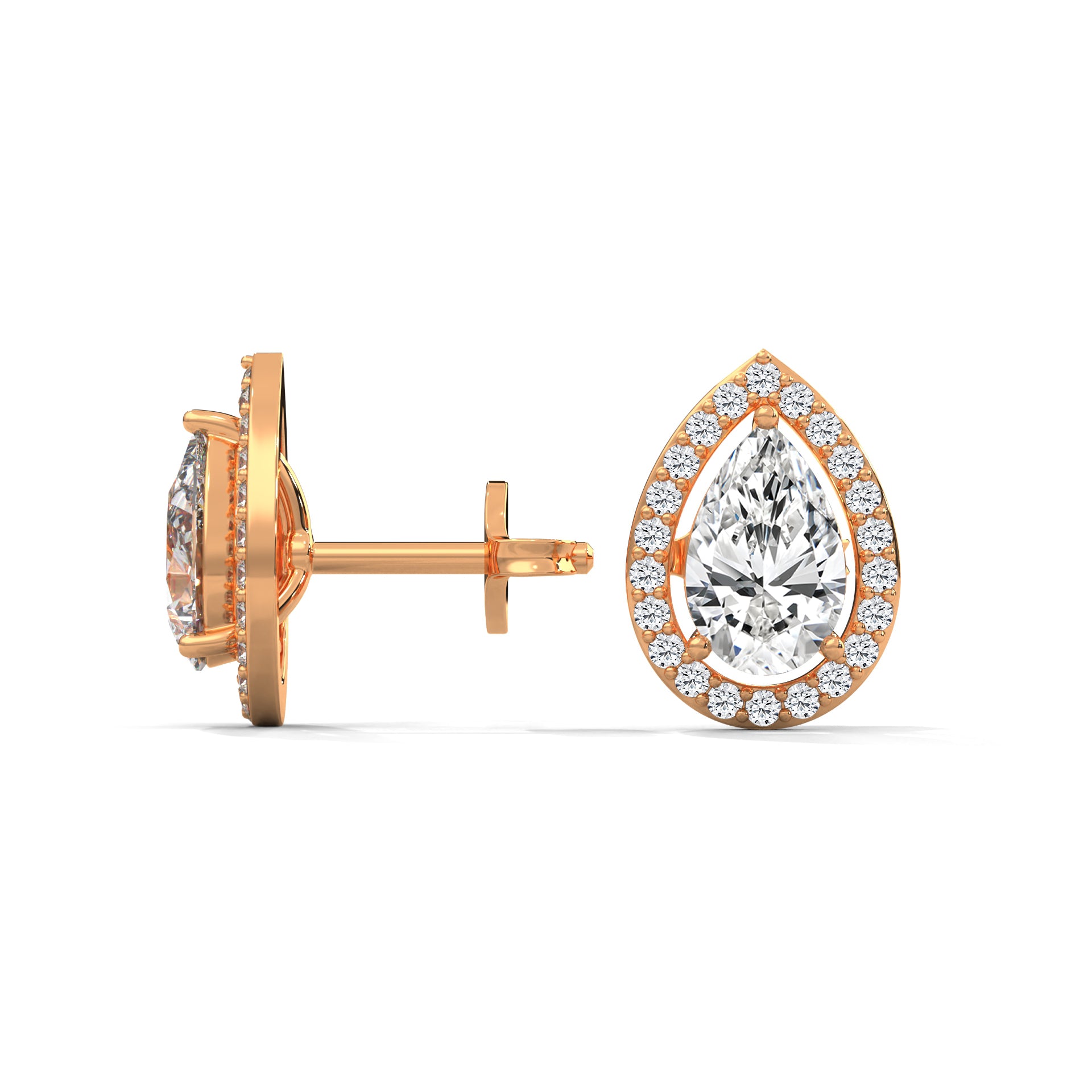PEAR HALO STUDS EARRINGS