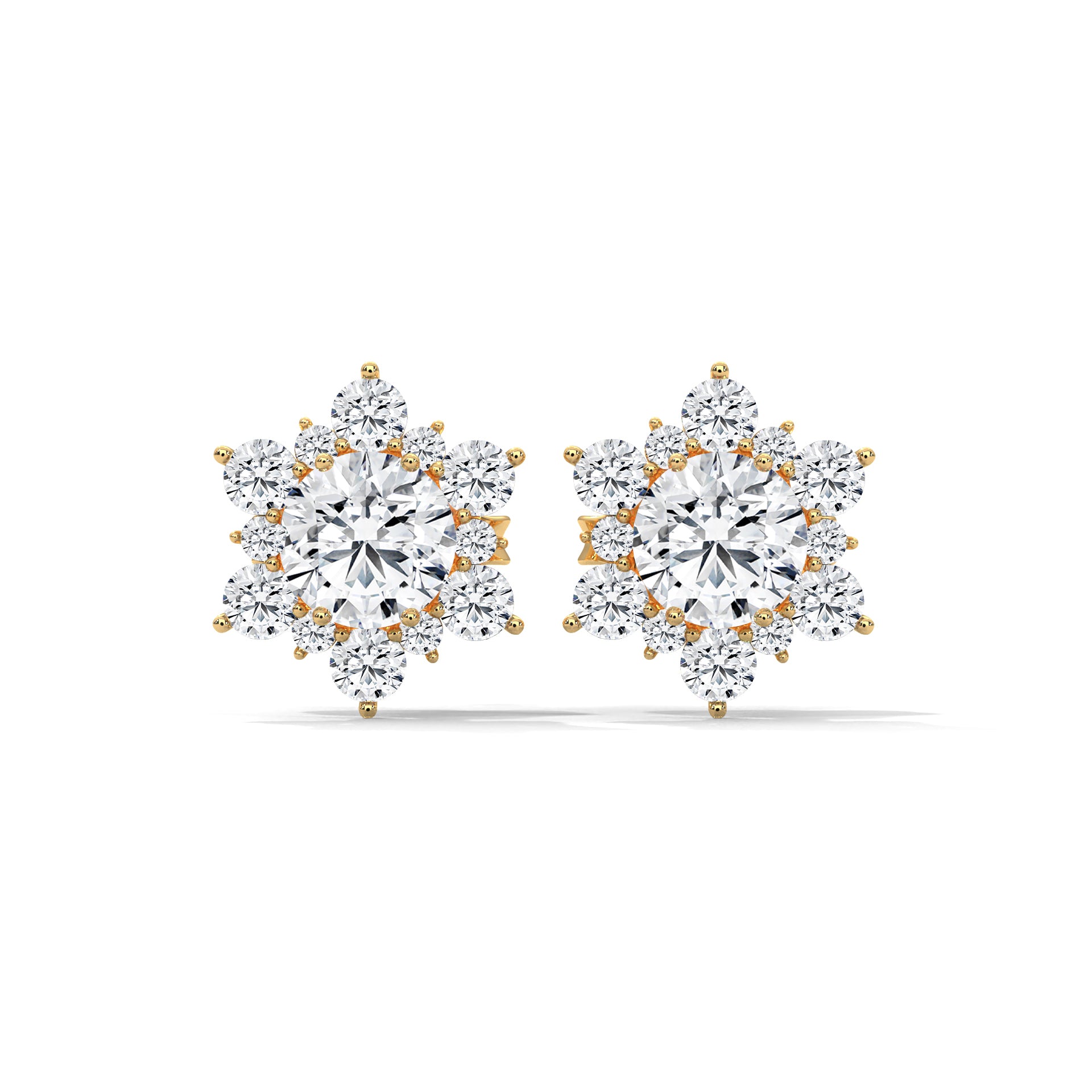 ROUND SHAPE FLOWER STUDS STUDS EARRINGS