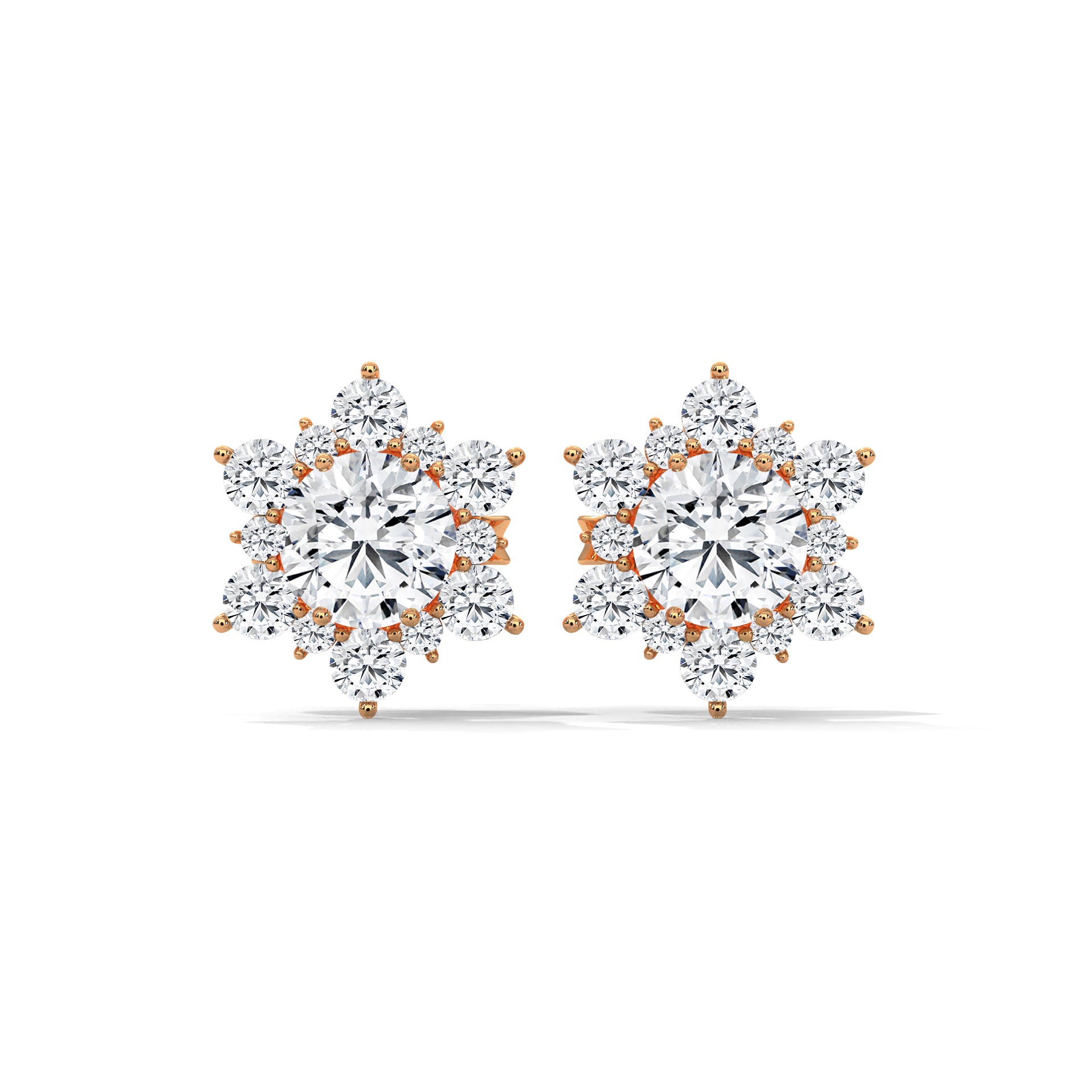 ROUND SHAPE FLOWER STUDS STUDS EARRINGS