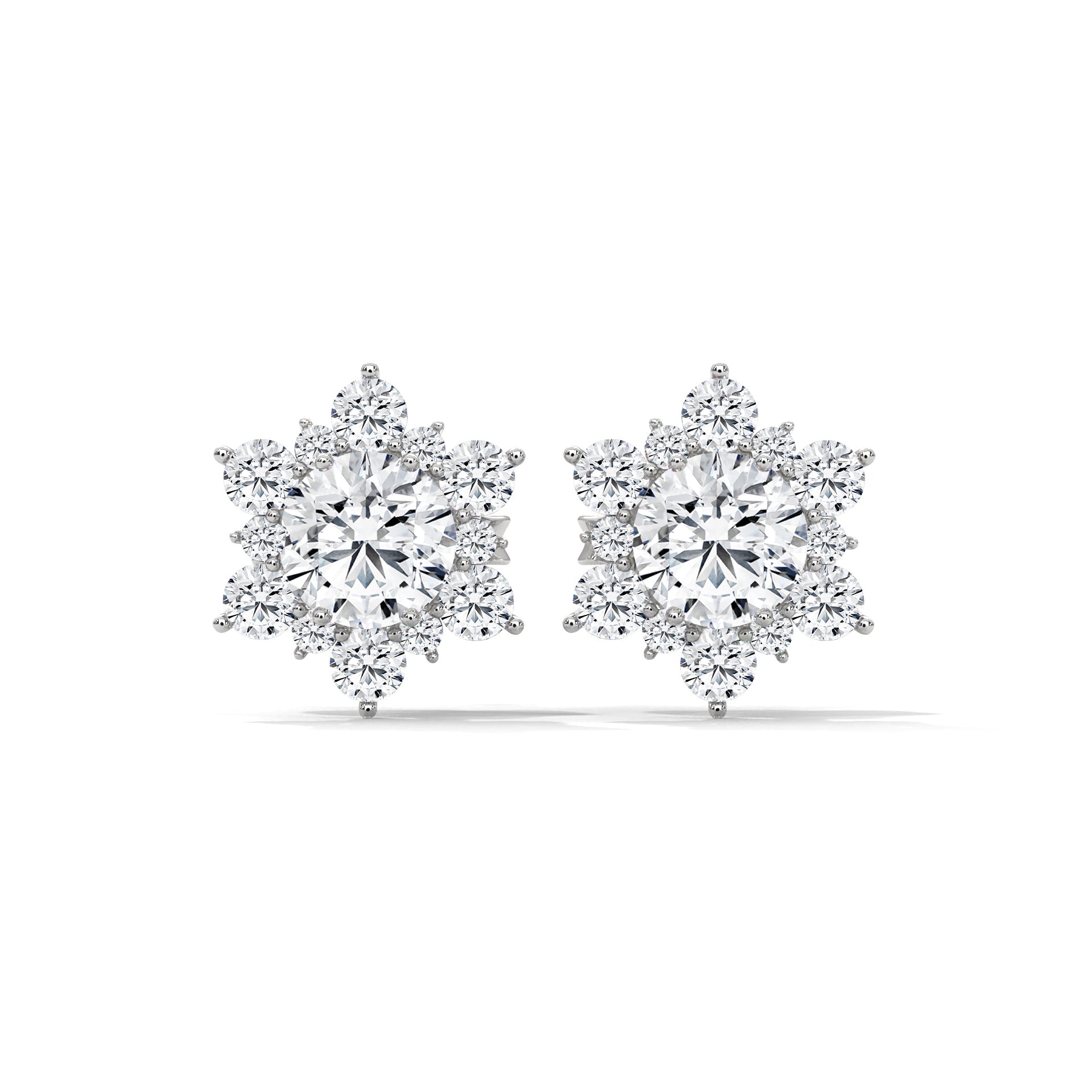 ROUND SHAPE FLOWER STUDS STUDS EARRINGS