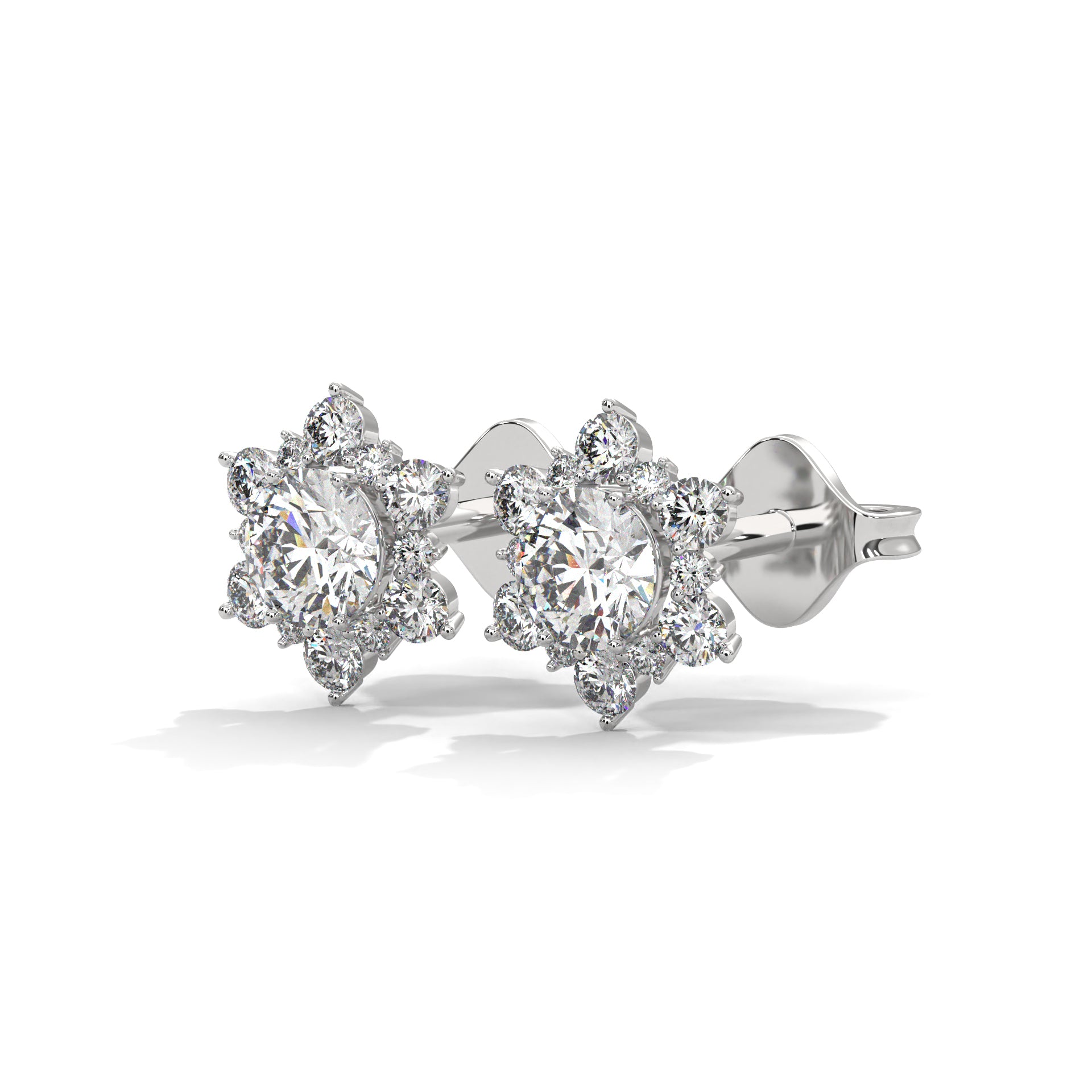ROUND SHAPE FLOWER STUDS STUDS EARRINGS