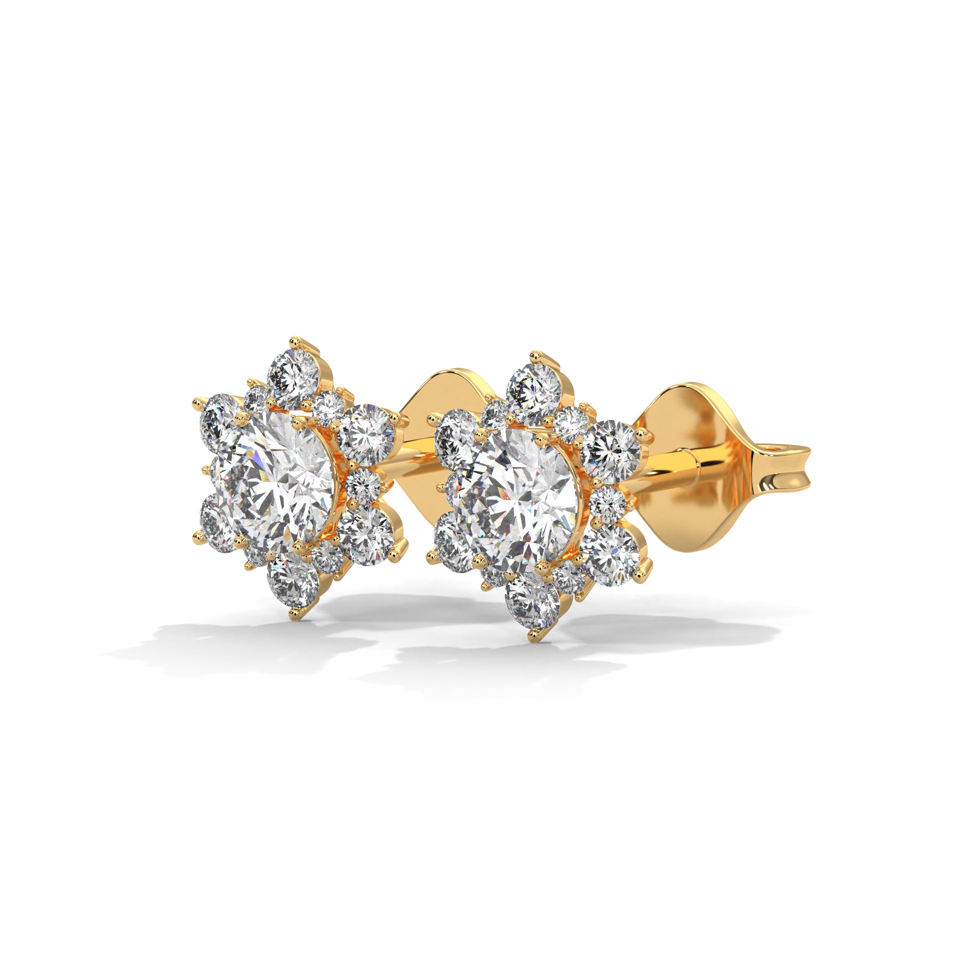 ROUND SHAPE FLOWER STUDS STUDS EARRINGS