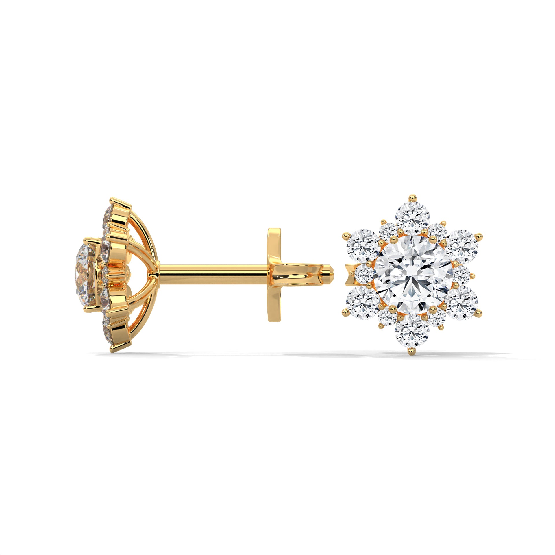 ROUND SHAPE FLOWER STUDS STUDS EARRINGS