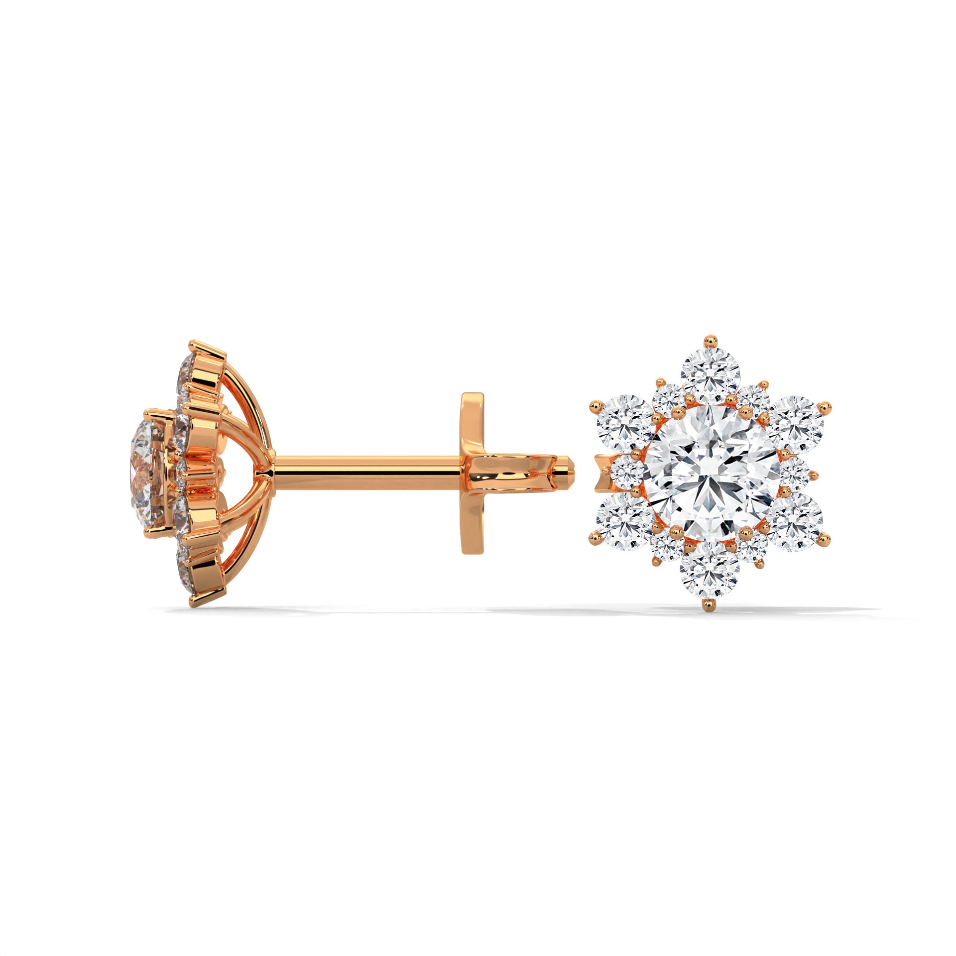 ROUND SHAPE FLOWER STUDS STUDS EARRINGS