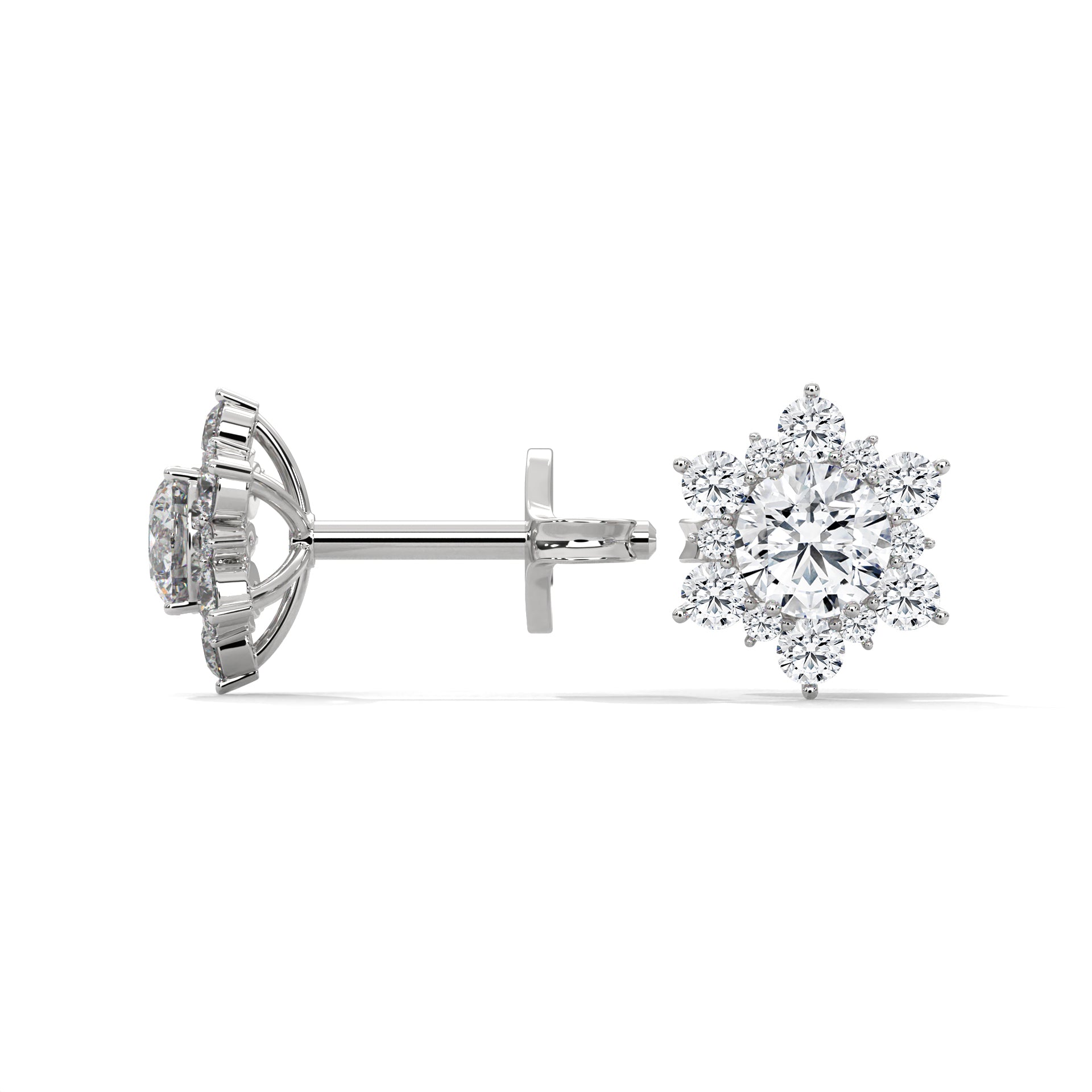 ROUND SHAPE FLOWER STUDS STUDS EARRINGS