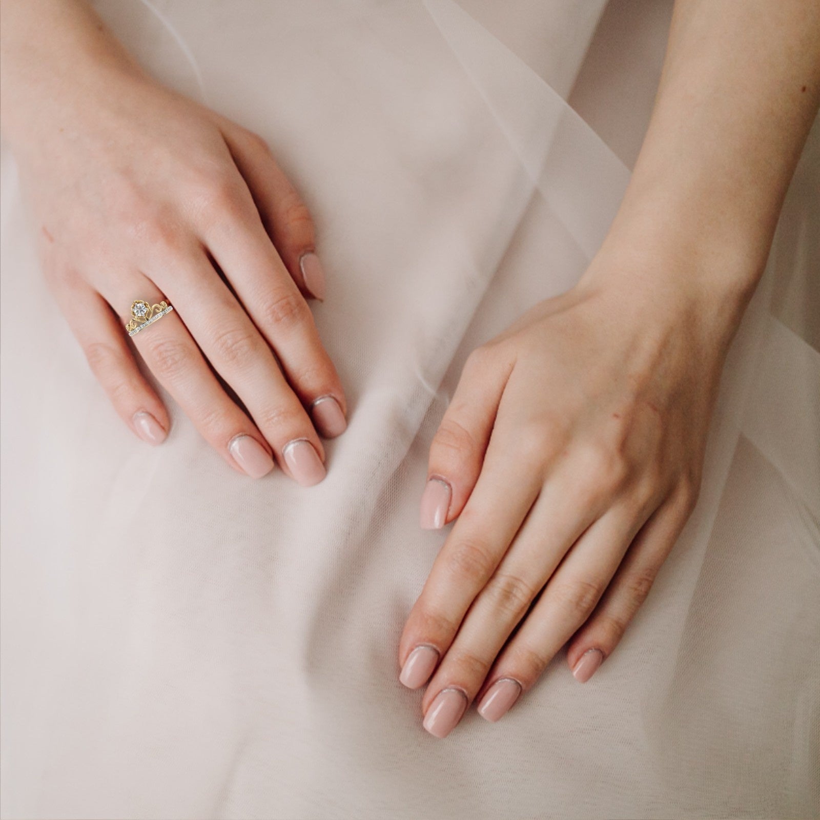 Round Diamond Royal Crown Ring| ATYANTA JEWELS