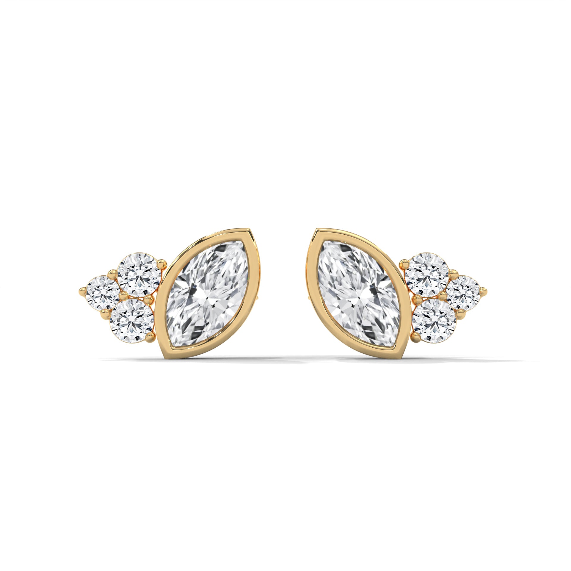 MARQUISE BAZEL AND ROUND STUDS EARRINGS