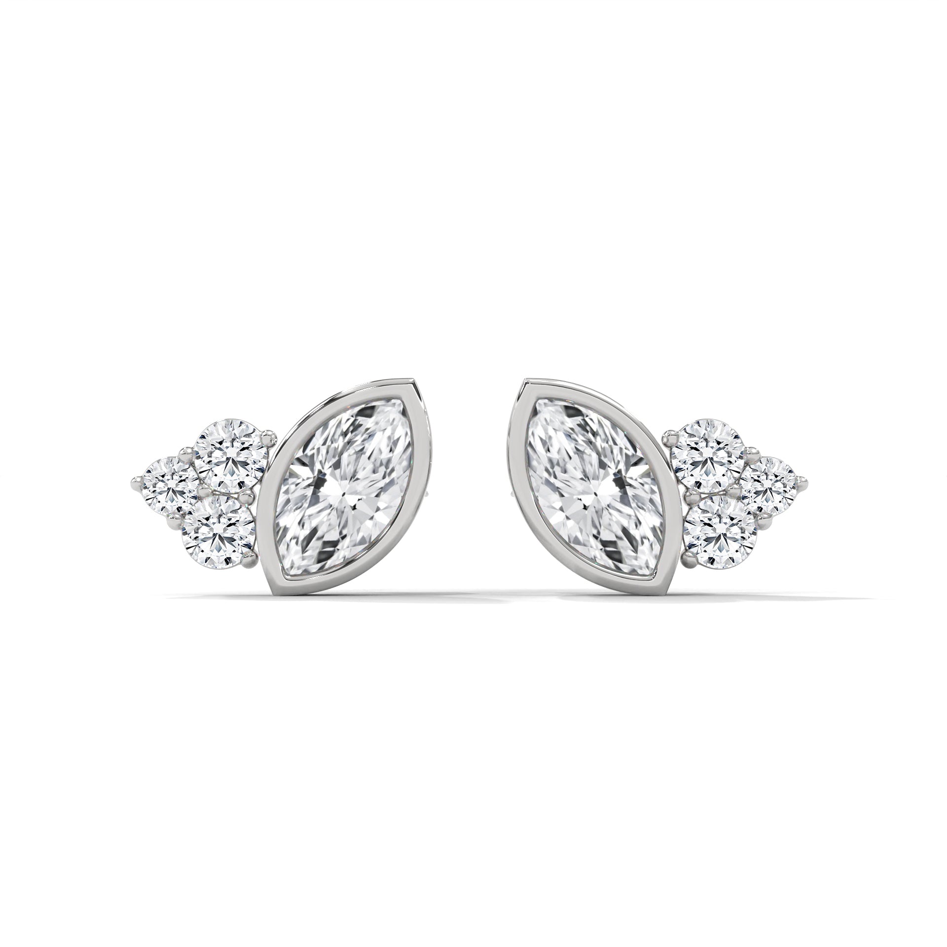 MARQUISE BAZEL AND ROUND STUDS EARRINGS