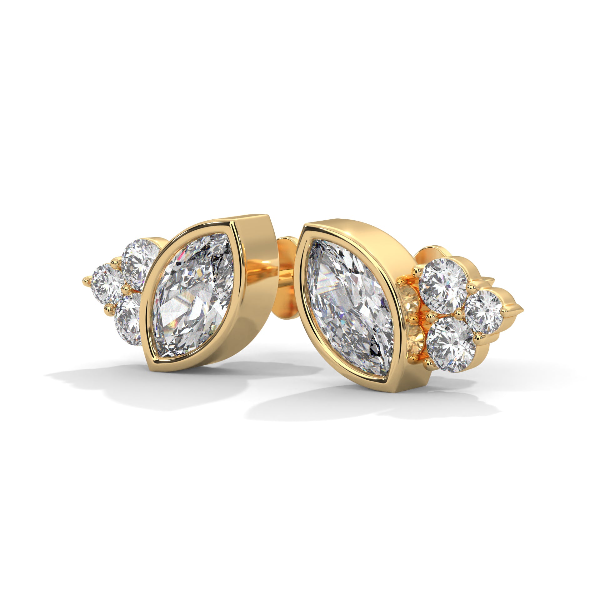 MARQUISE BAZEL AND ROUND STUDS EARRINGS