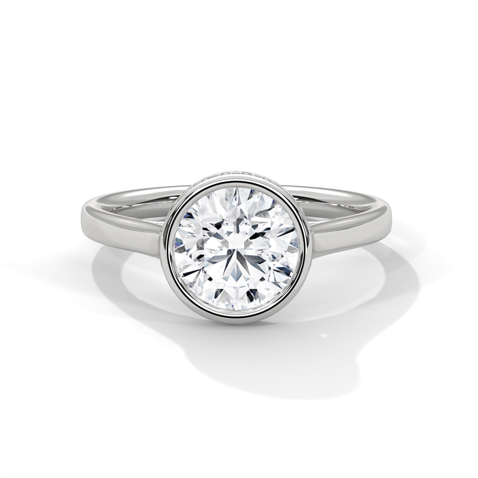 2 Carat Bezel Setting Lab Diamond Solitaire Engagement Ring
