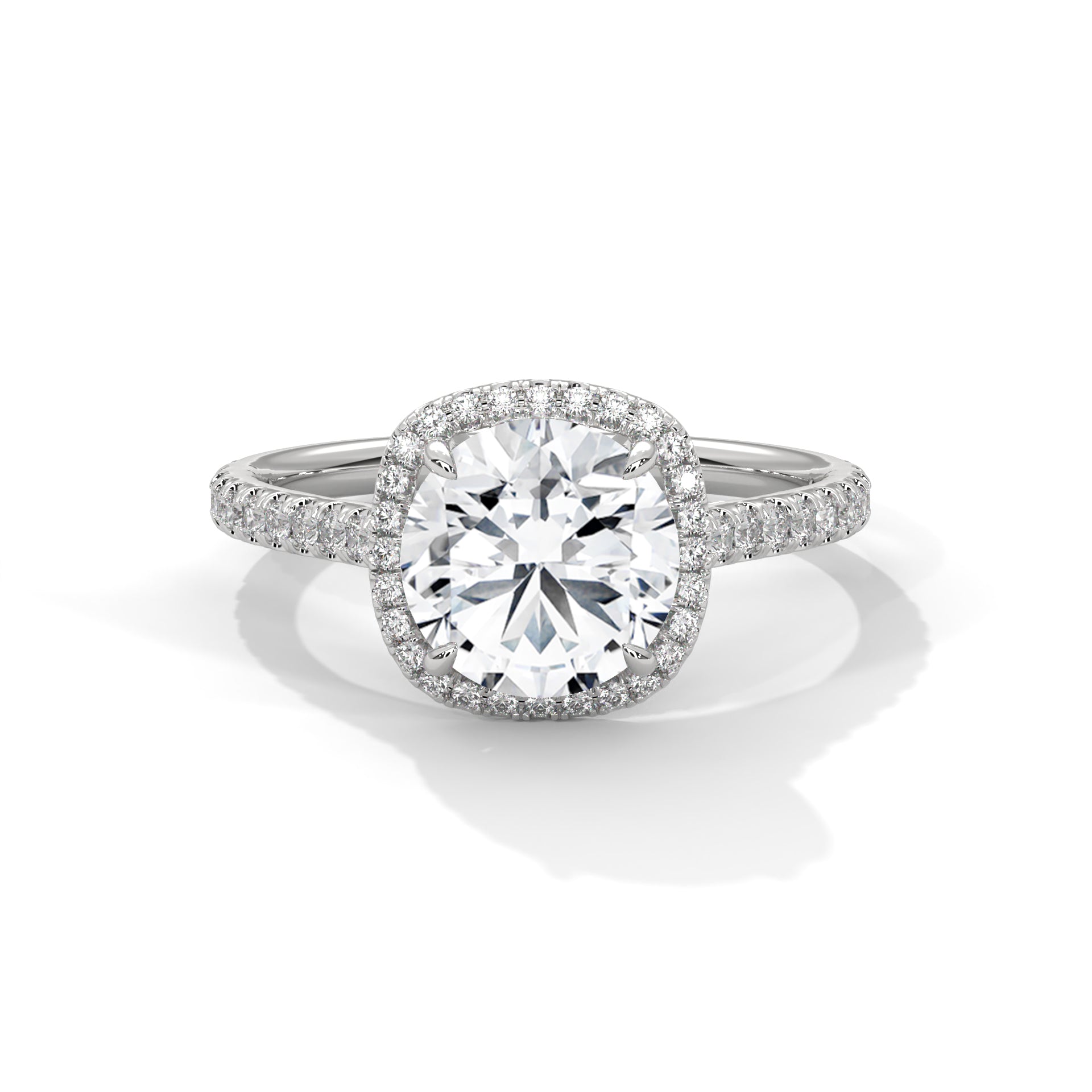 Sunflower Halo Pavé Round Lab Diamond Engagement Ring