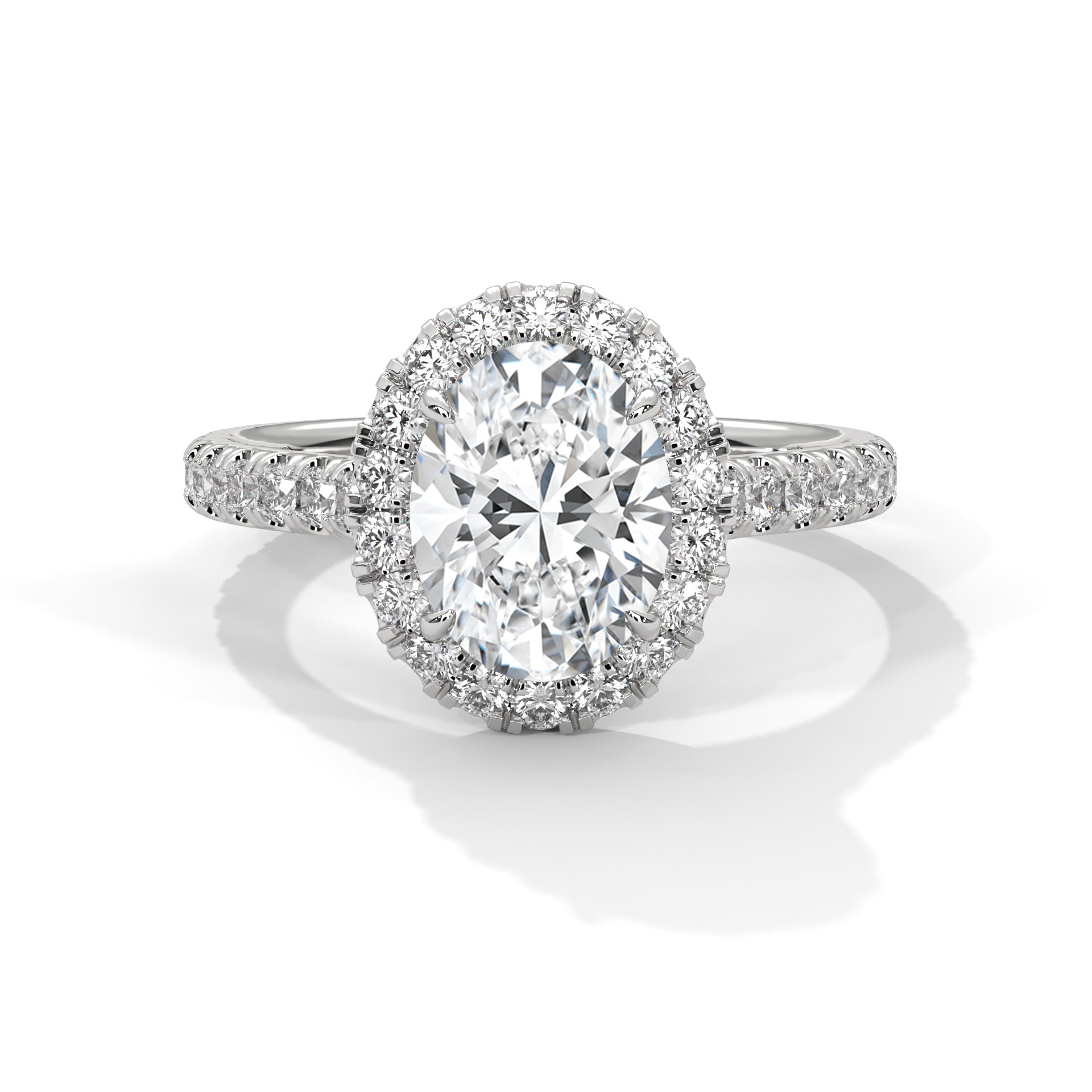 2 CARAT OVAL SOLITAIRE DIAMOND WITH SIDE STONES RING