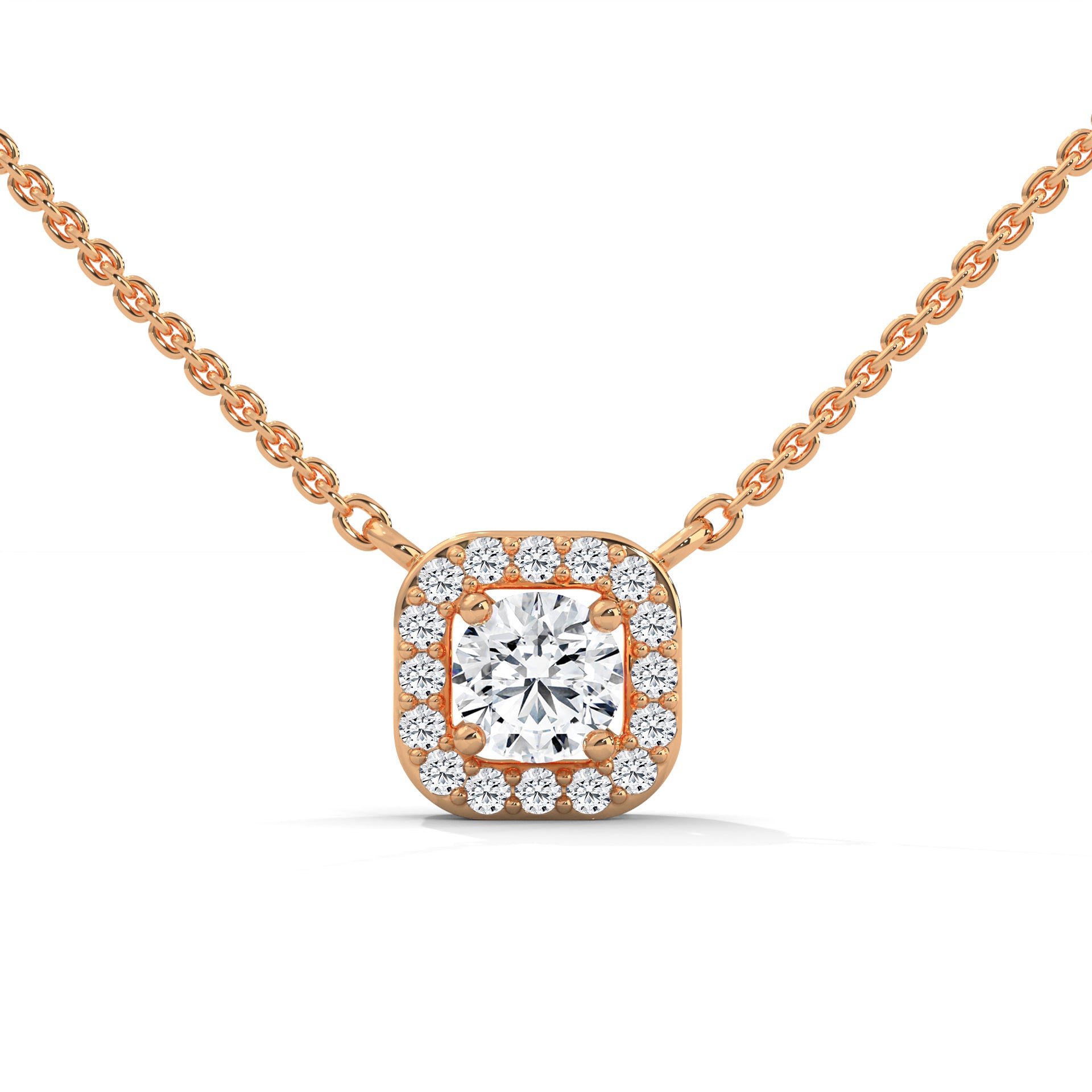 HALO ROUND LAB GROWN DIAMOND SOLITAIRE PENDENT