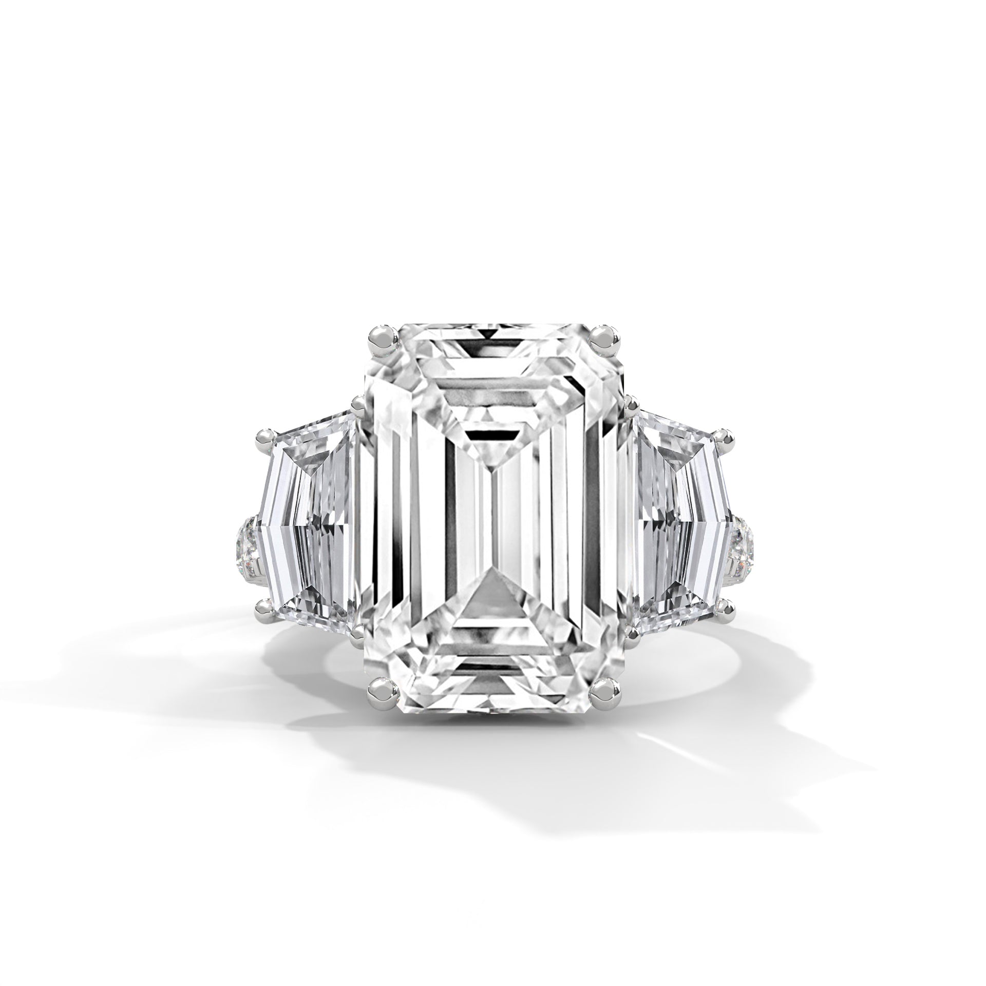 2.00 CARAT EMERALD THREE STONES DIAMOND RING