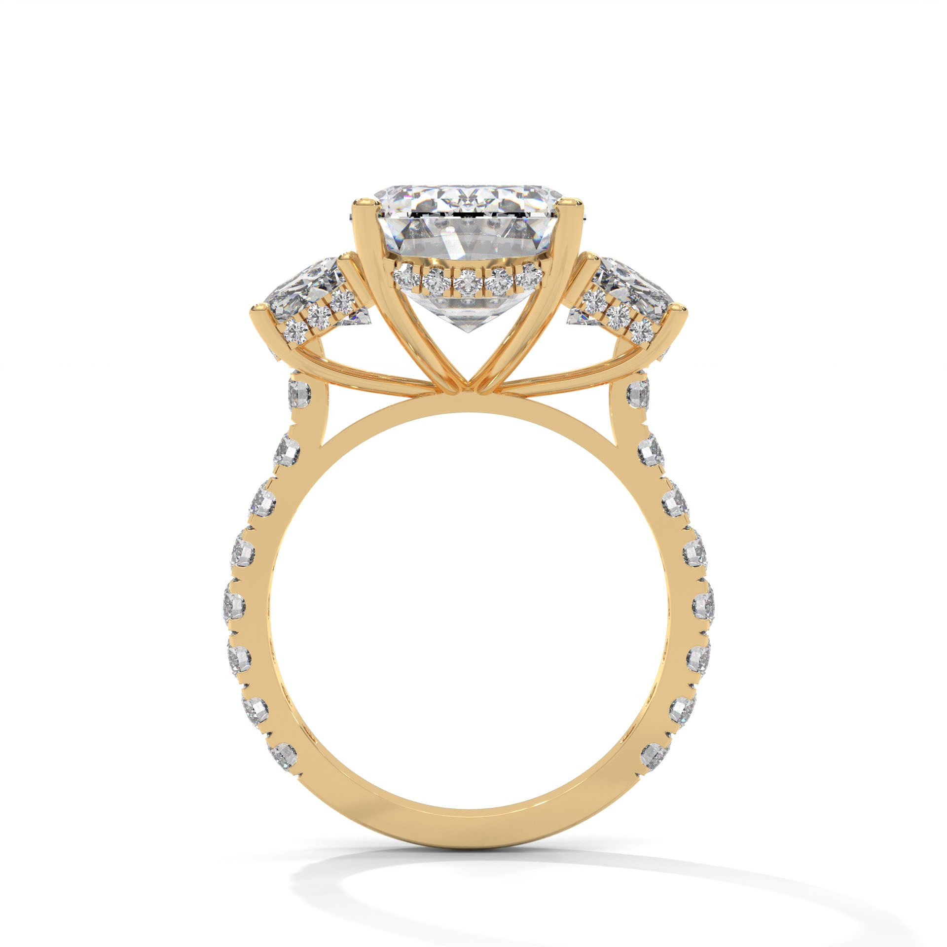 2.00 CARAT EMERALD THREE STONES DIAMOND RING