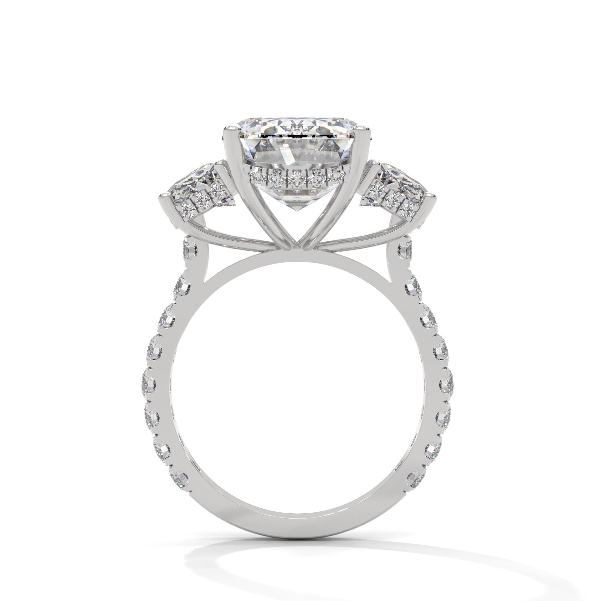 2.00 CARAT EMERALD THREE STONES DIAMOND RING