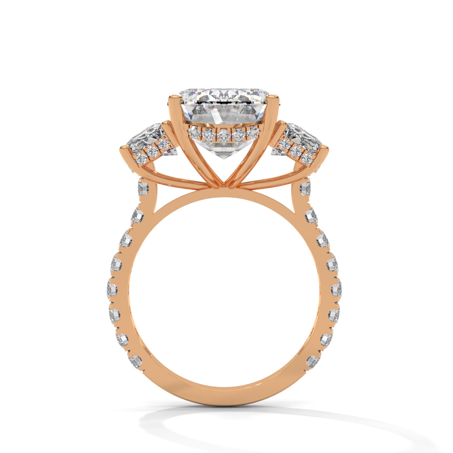 2.00 CARAT EMERALD THREE STONES DIAMOND RING