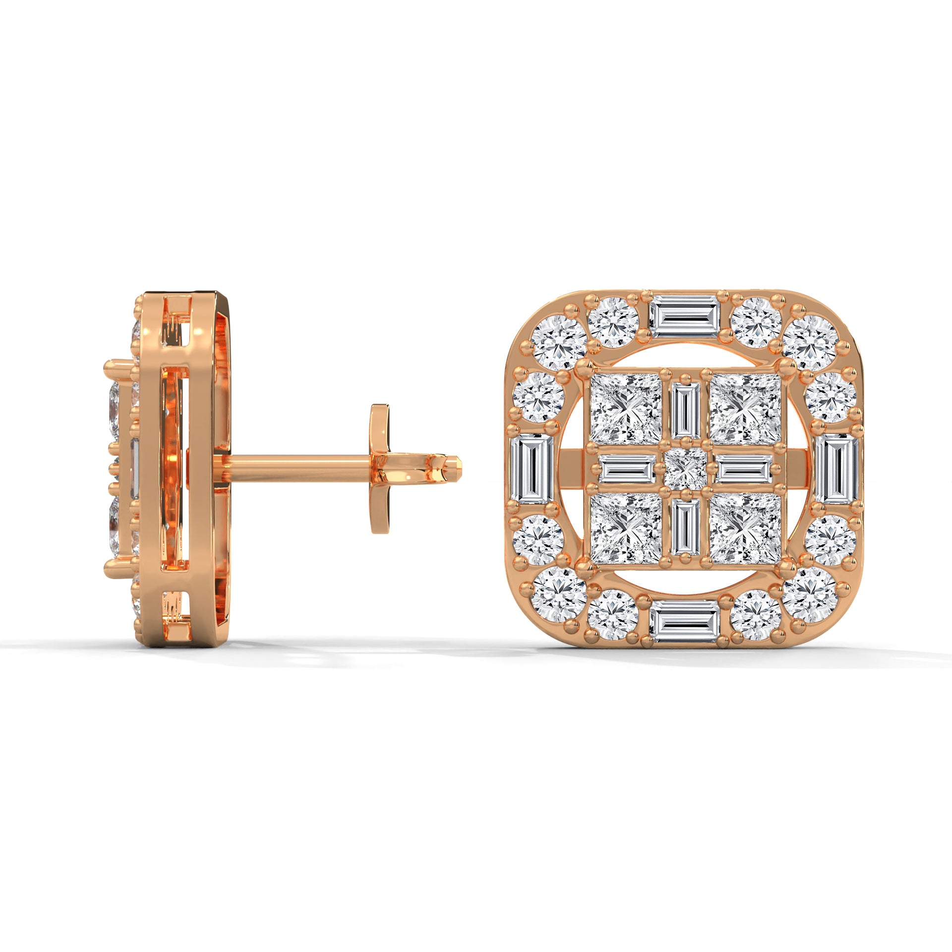 Lab Grown Diamond Square earrings studs