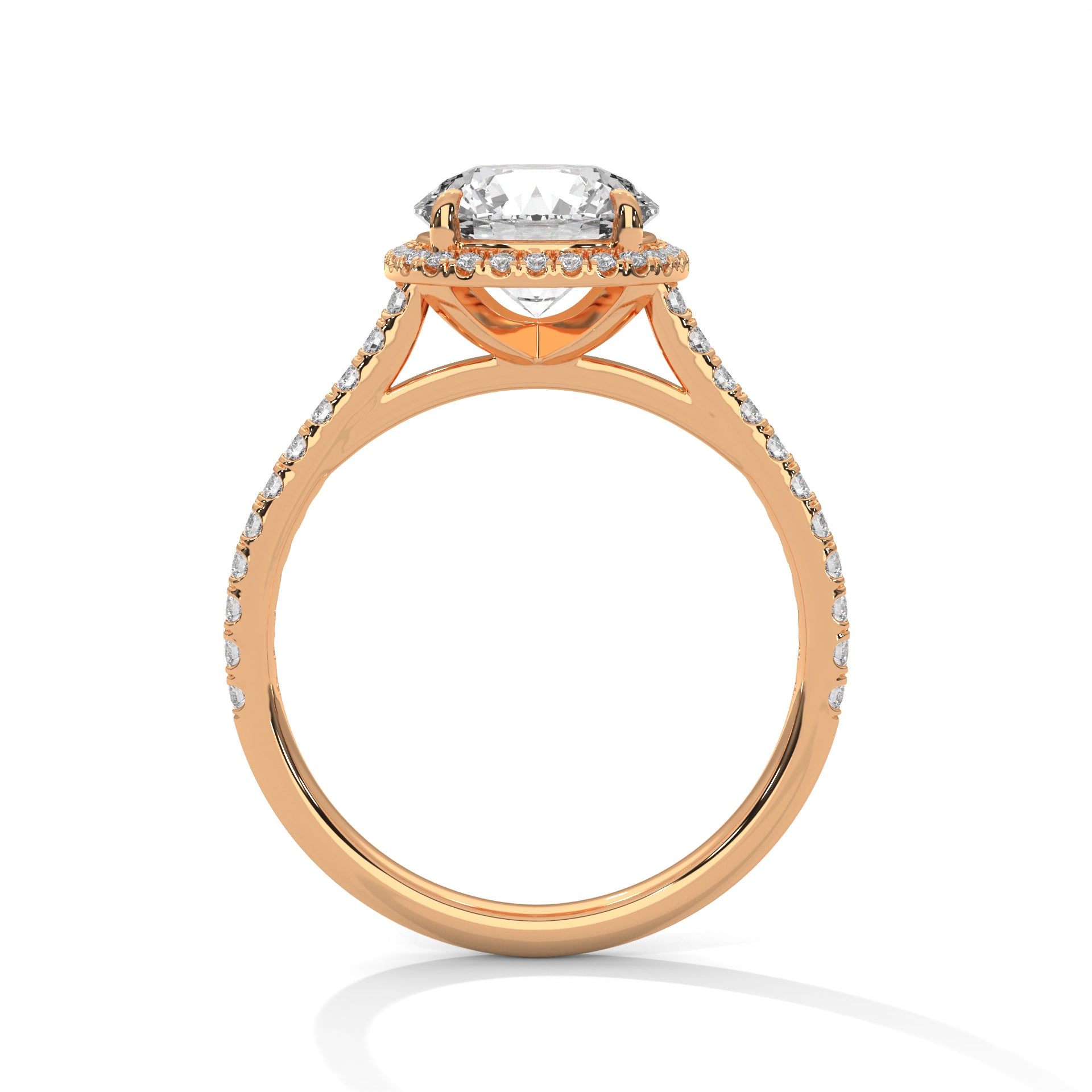 Sunflower Halo Pavé Round Lab Diamond Engagement Ring