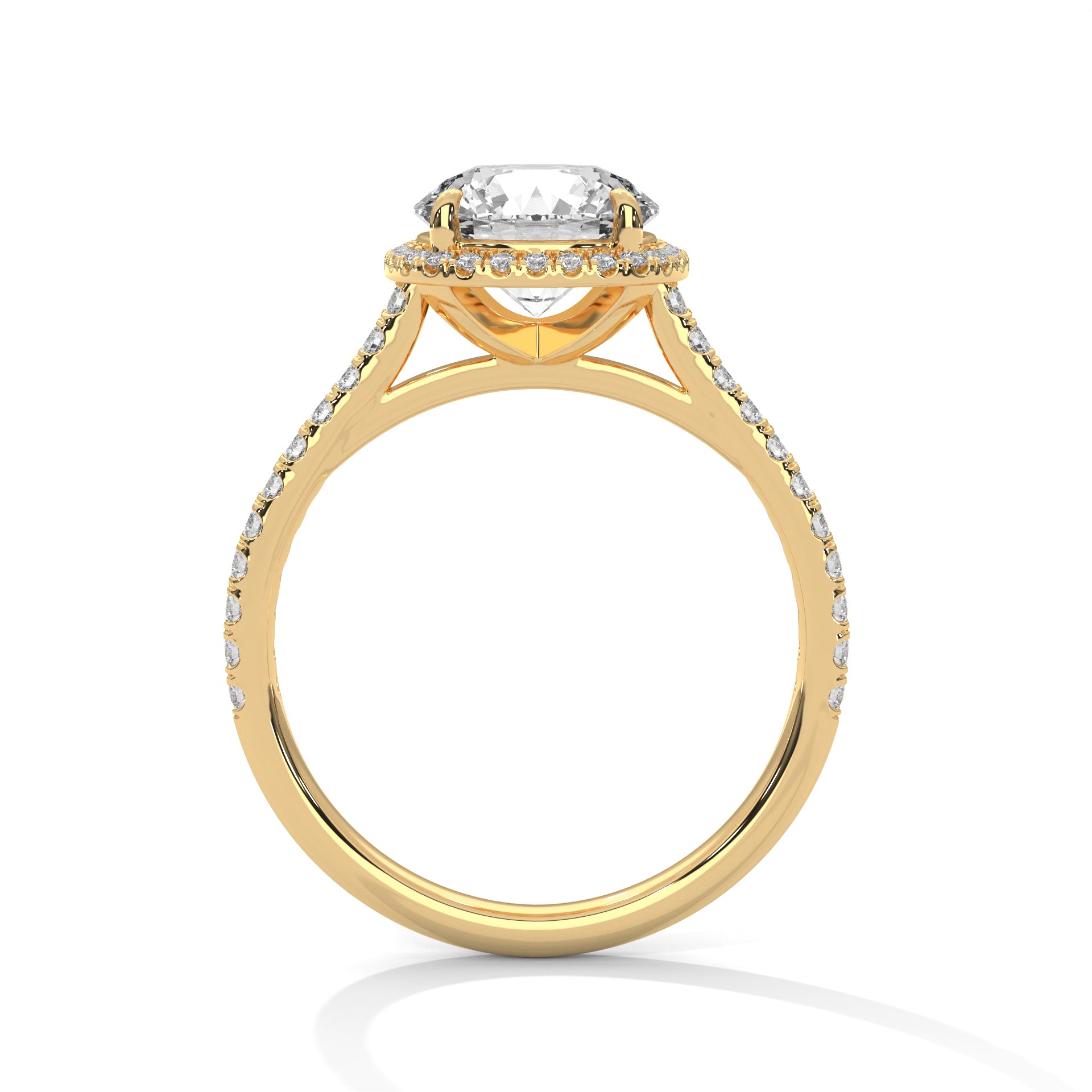 Sunflower Halo Pavé Round Lab Diamond Engagement Ring