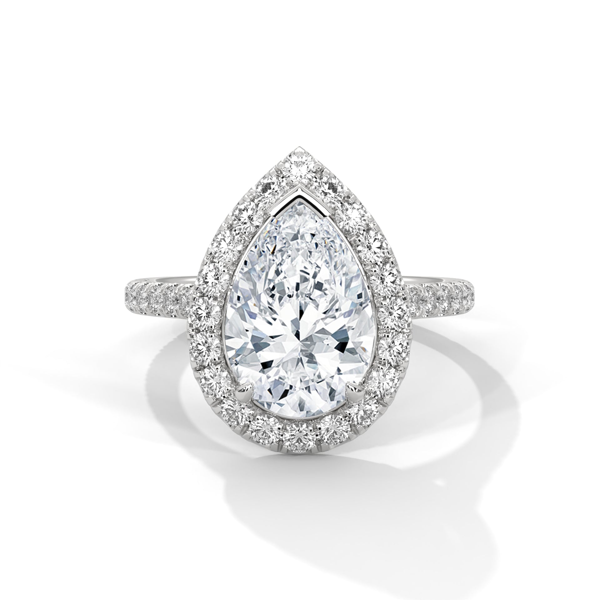 3 CARAT PEAR SHAPE WITH SIDE HALO RING