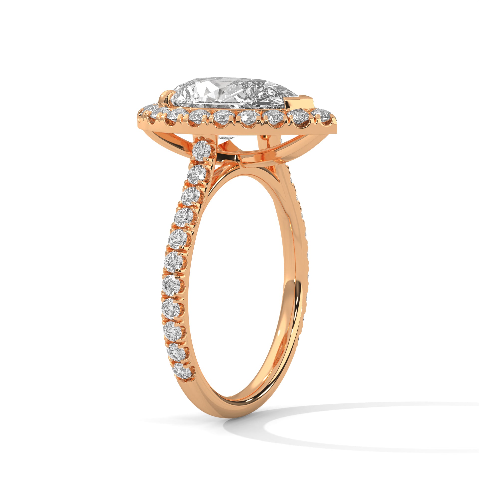 3 CARAT PEAR SHAPE WITH SIDE HALO RING