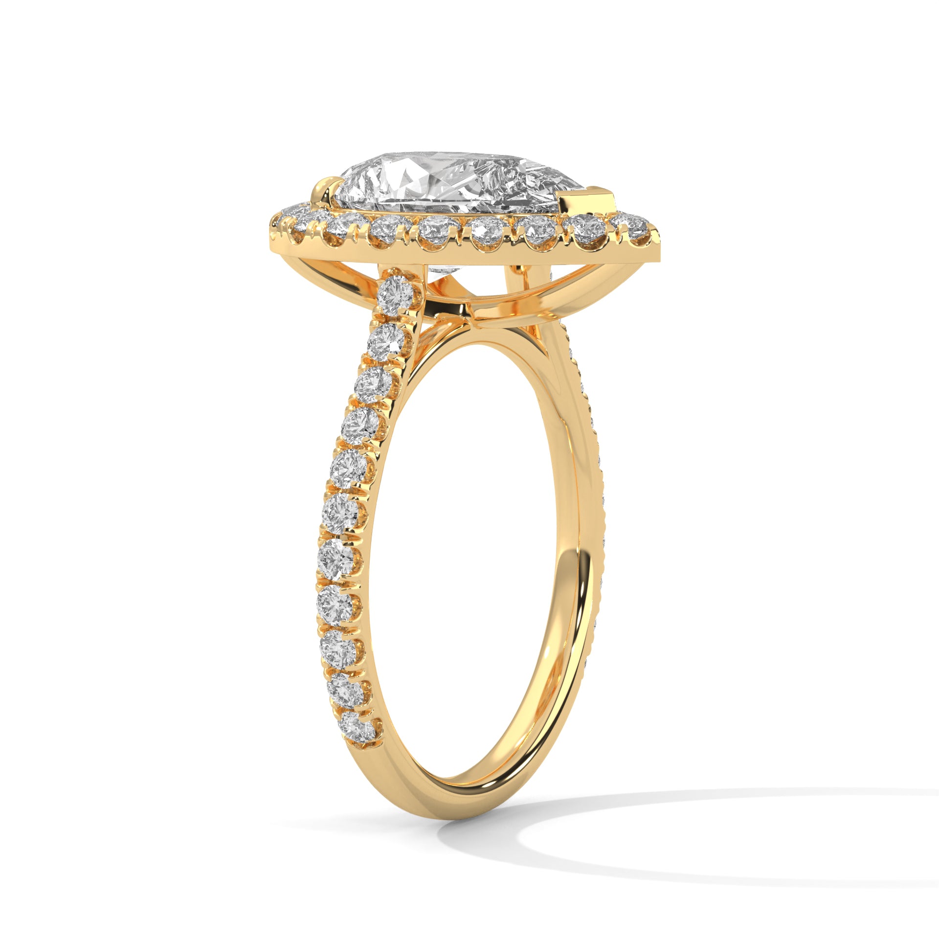 3 CARAT PEAR SHAPE WITH SIDE HALO RING