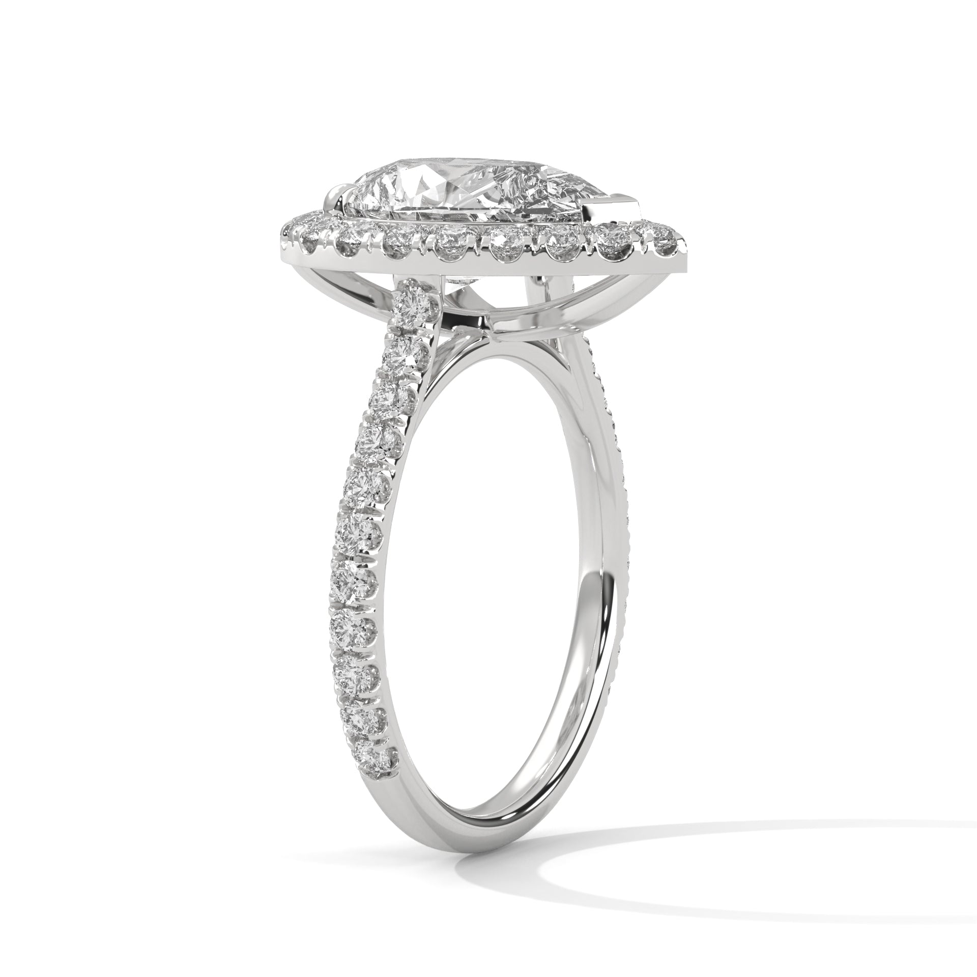 3 CARAT PEAR SHAPE WITH SIDE HALO RING