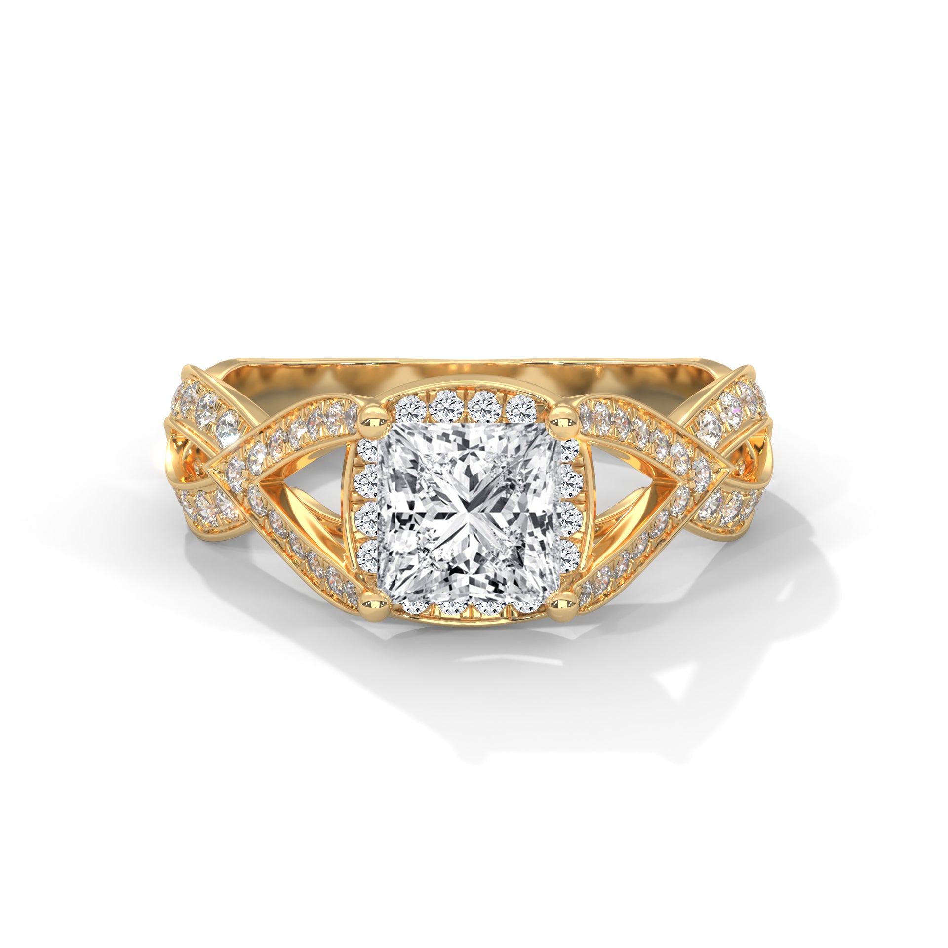 PRINCESS SOLITAIRE WITH ACCENTS ENGAGEMENT DIAMOND RING